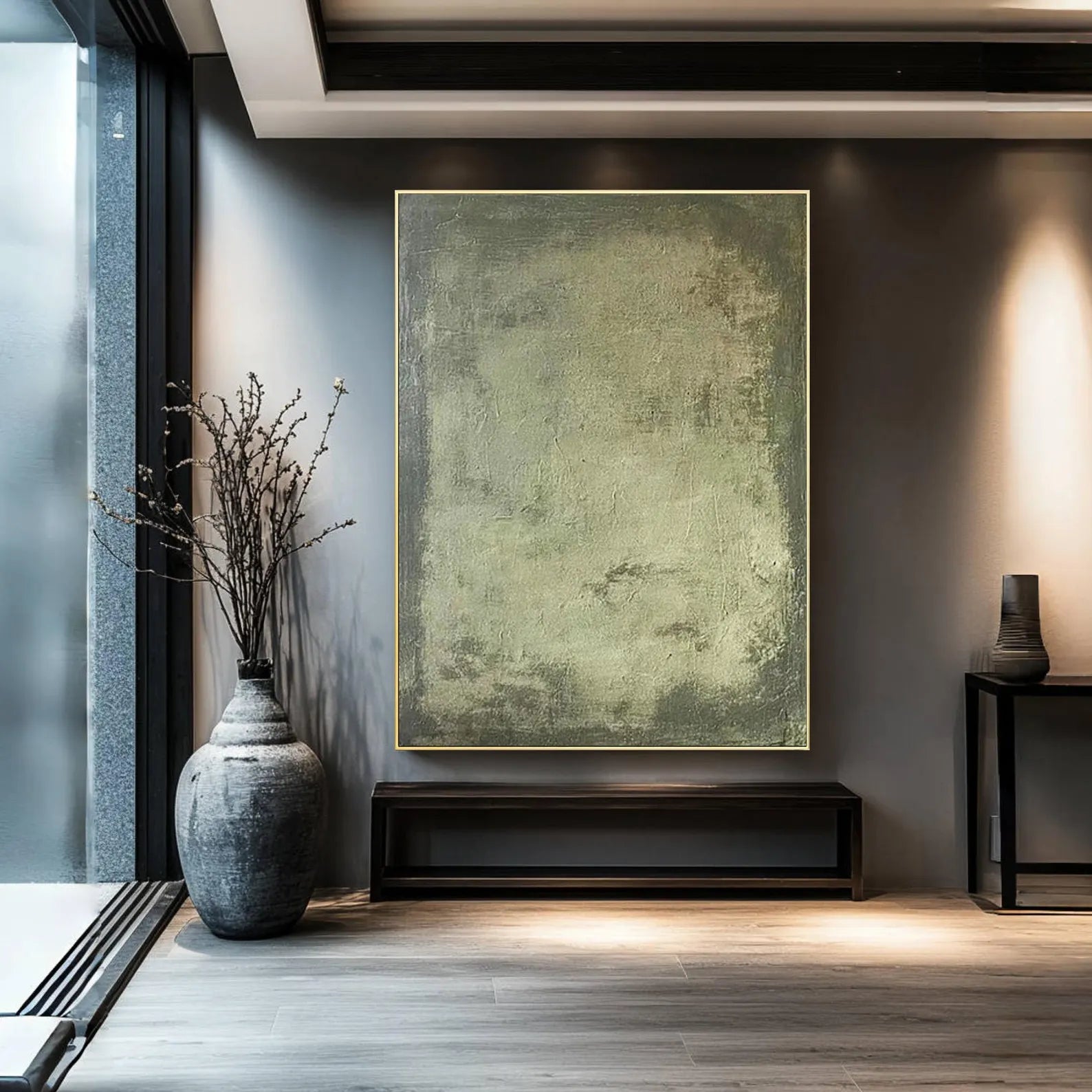 Textured Green Grandeur | Olive Mural