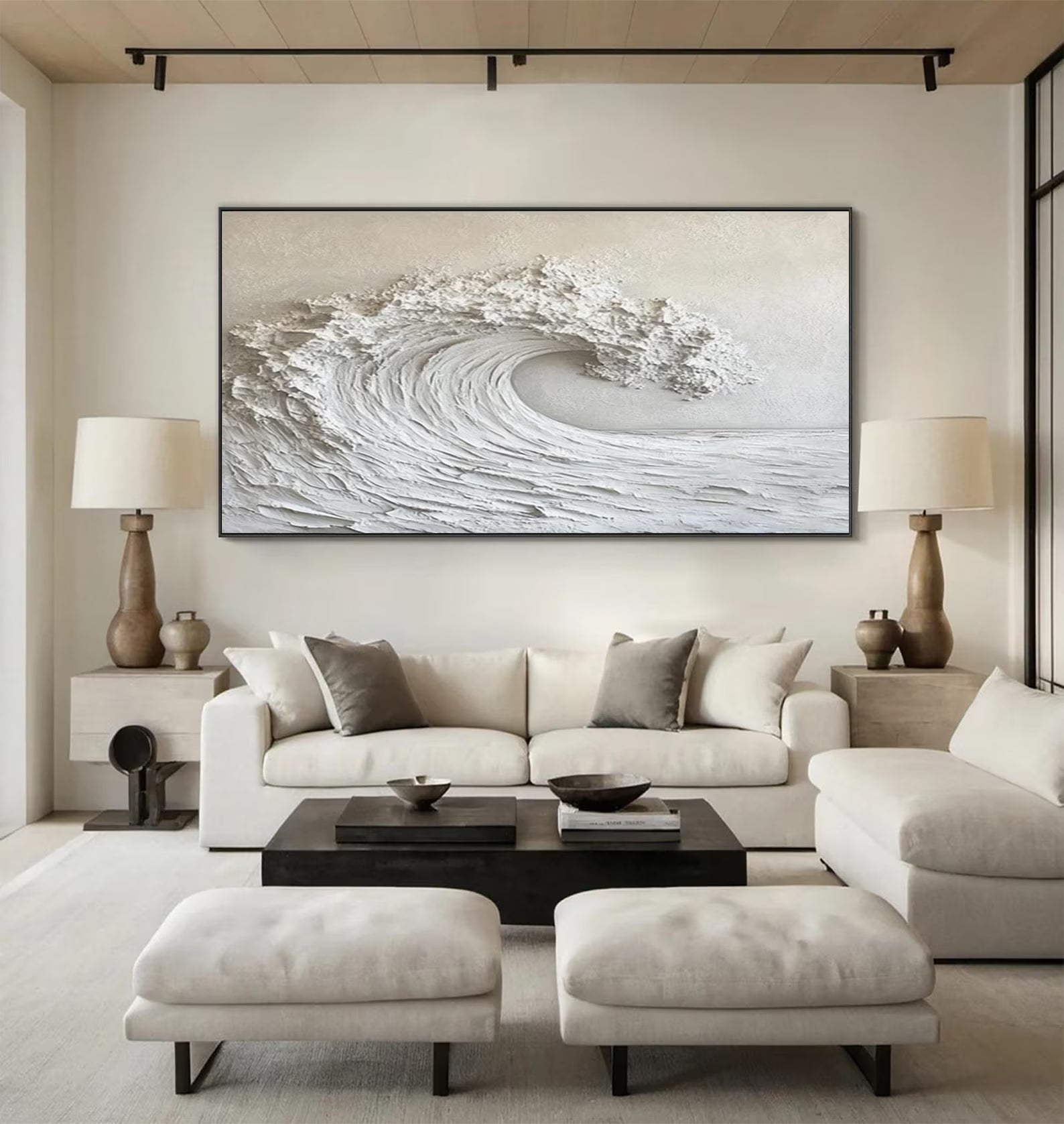 Textured Wave Grandeur | White Surge