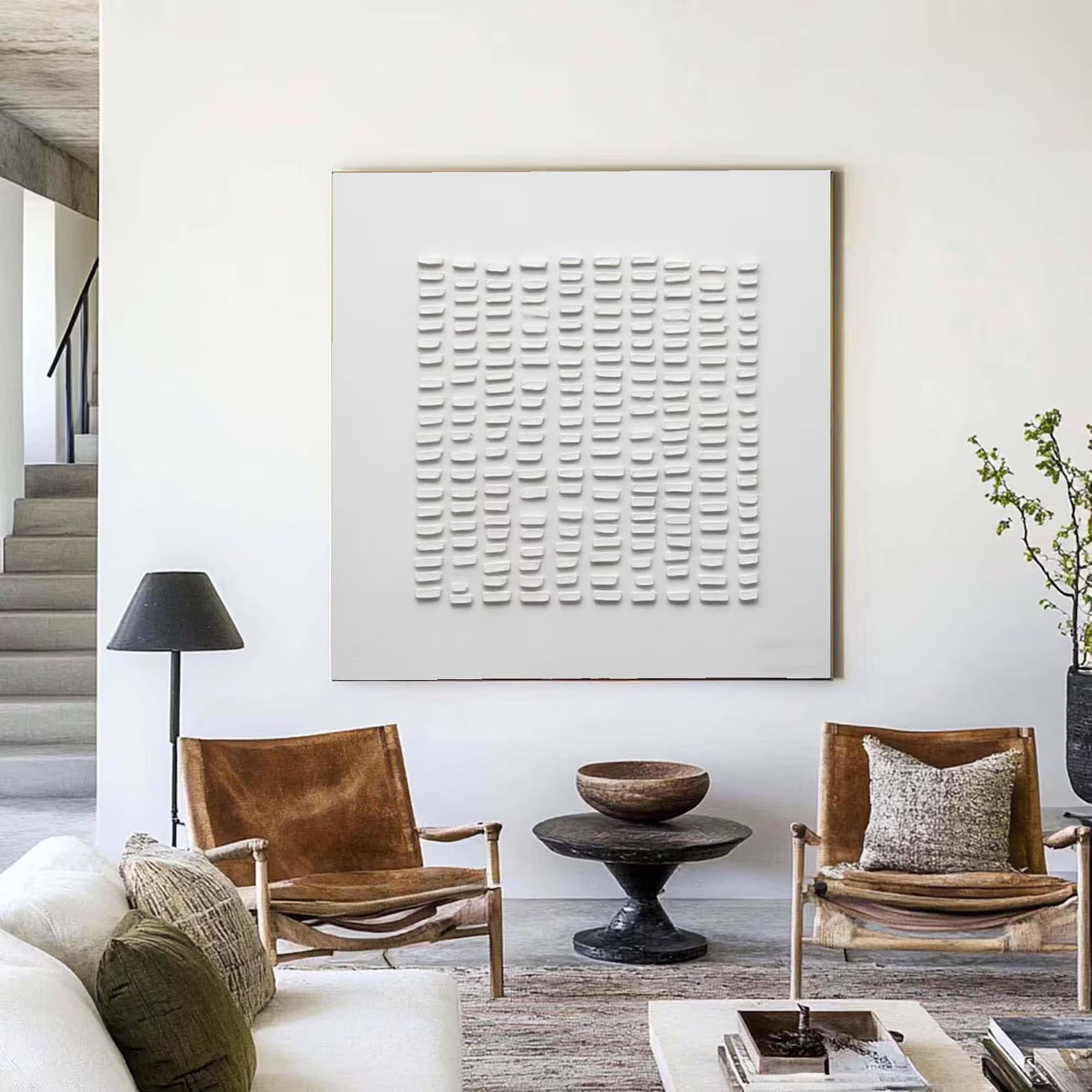 Textured Geometric Rhythm | White Minimalism