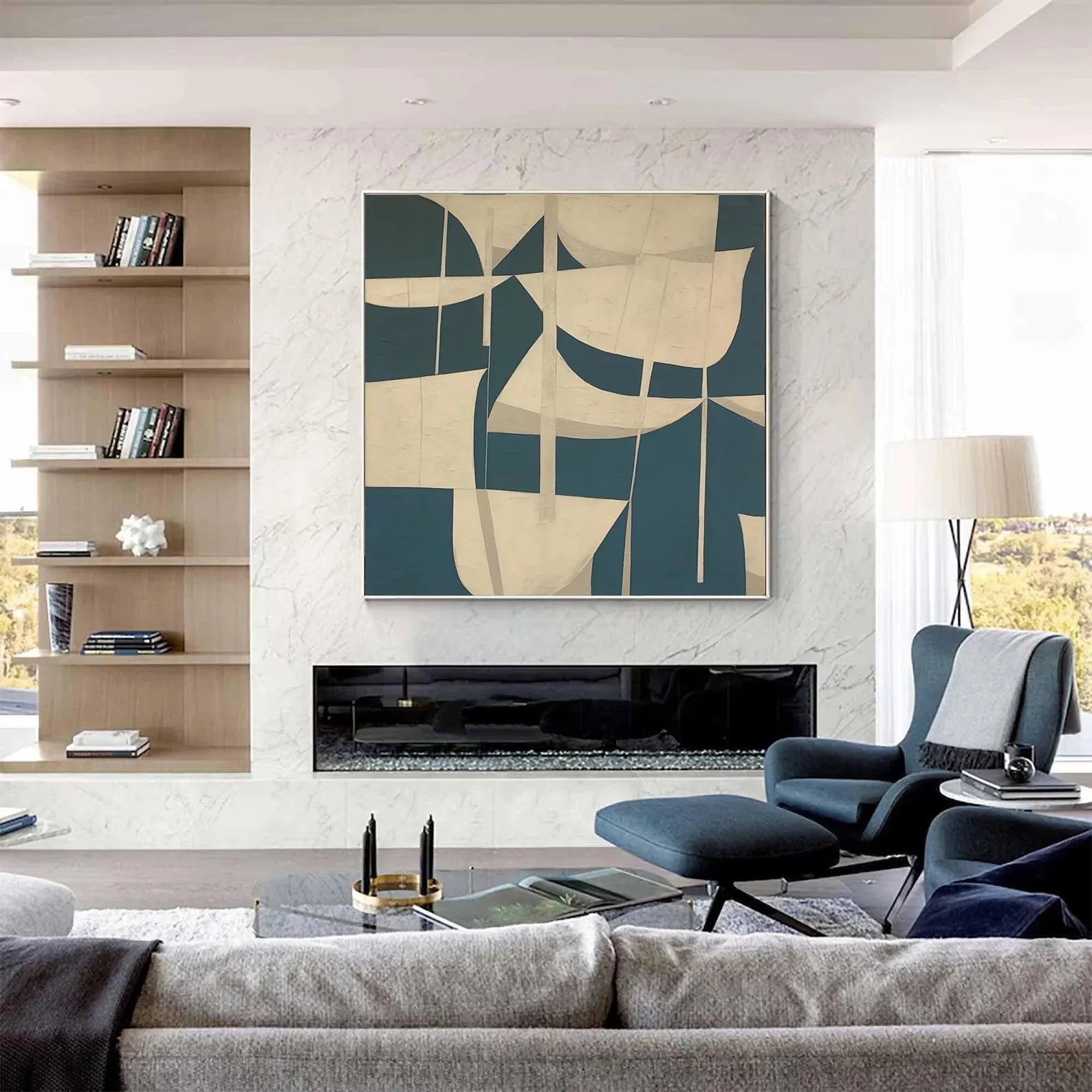 Abstract Geometric Wall Art | Mid-Century Modern Elegance