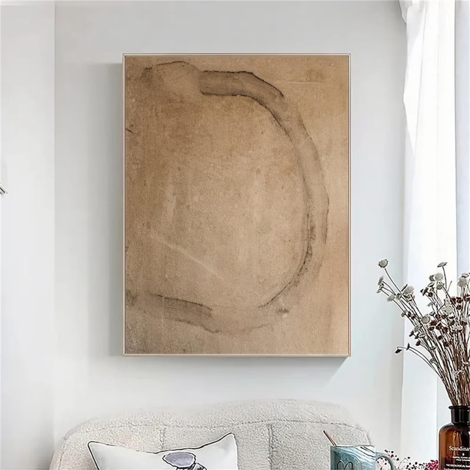 Textured Earthy Circle | Beige Stroke