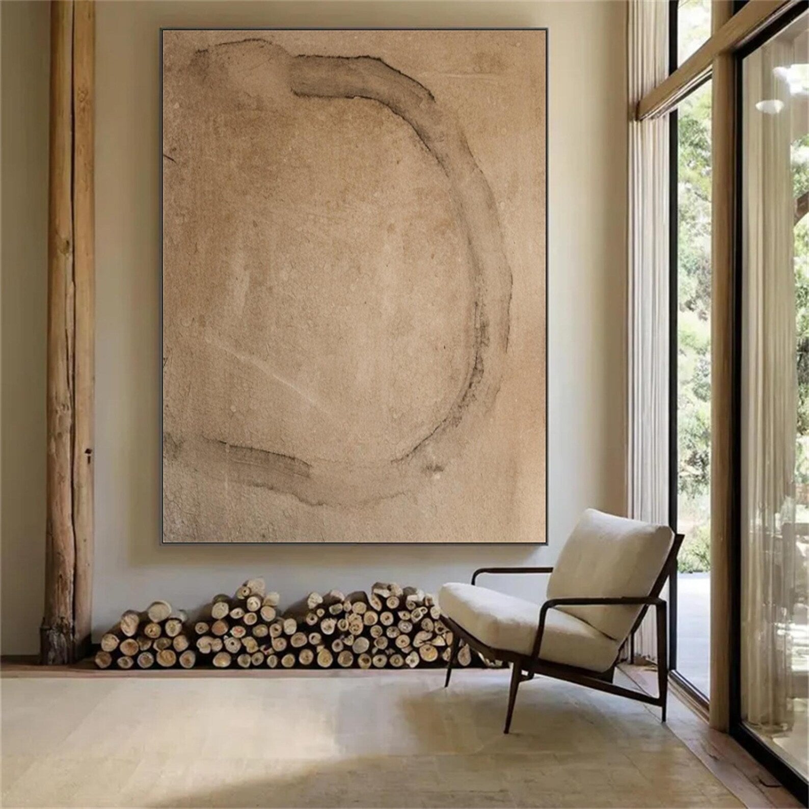 Textured Earthy Circle | Beige Stroke