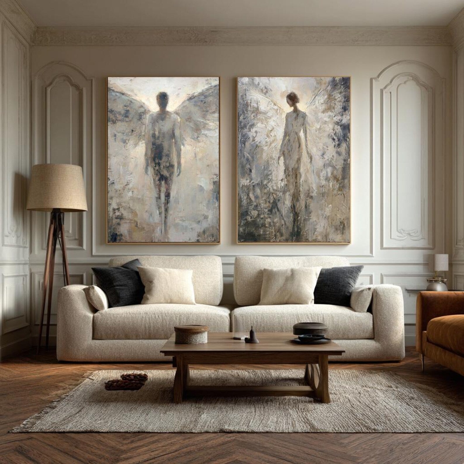 Ethereal Angelic Figures | Gray Duo