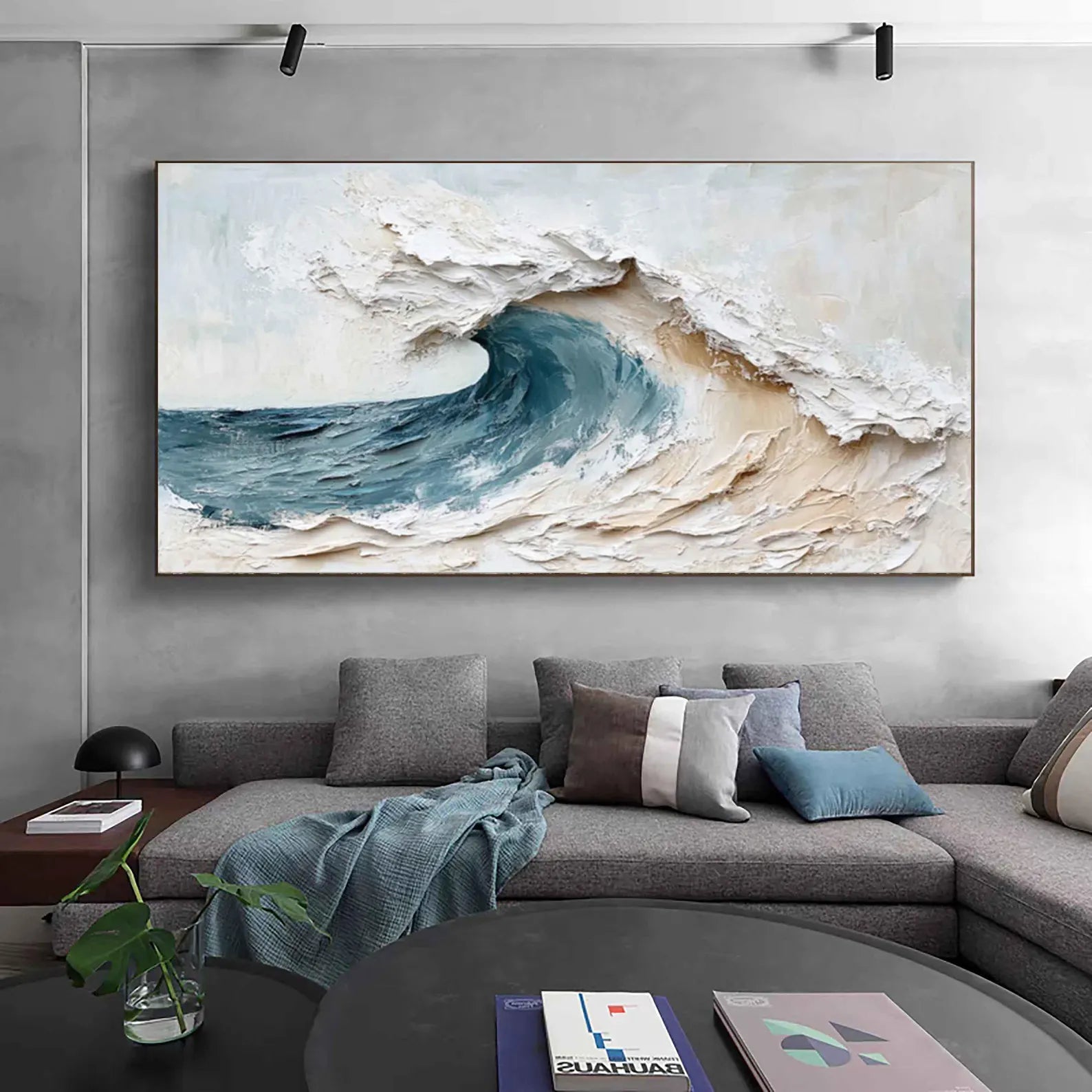 Textured Wave Grandeur | Blue Beige