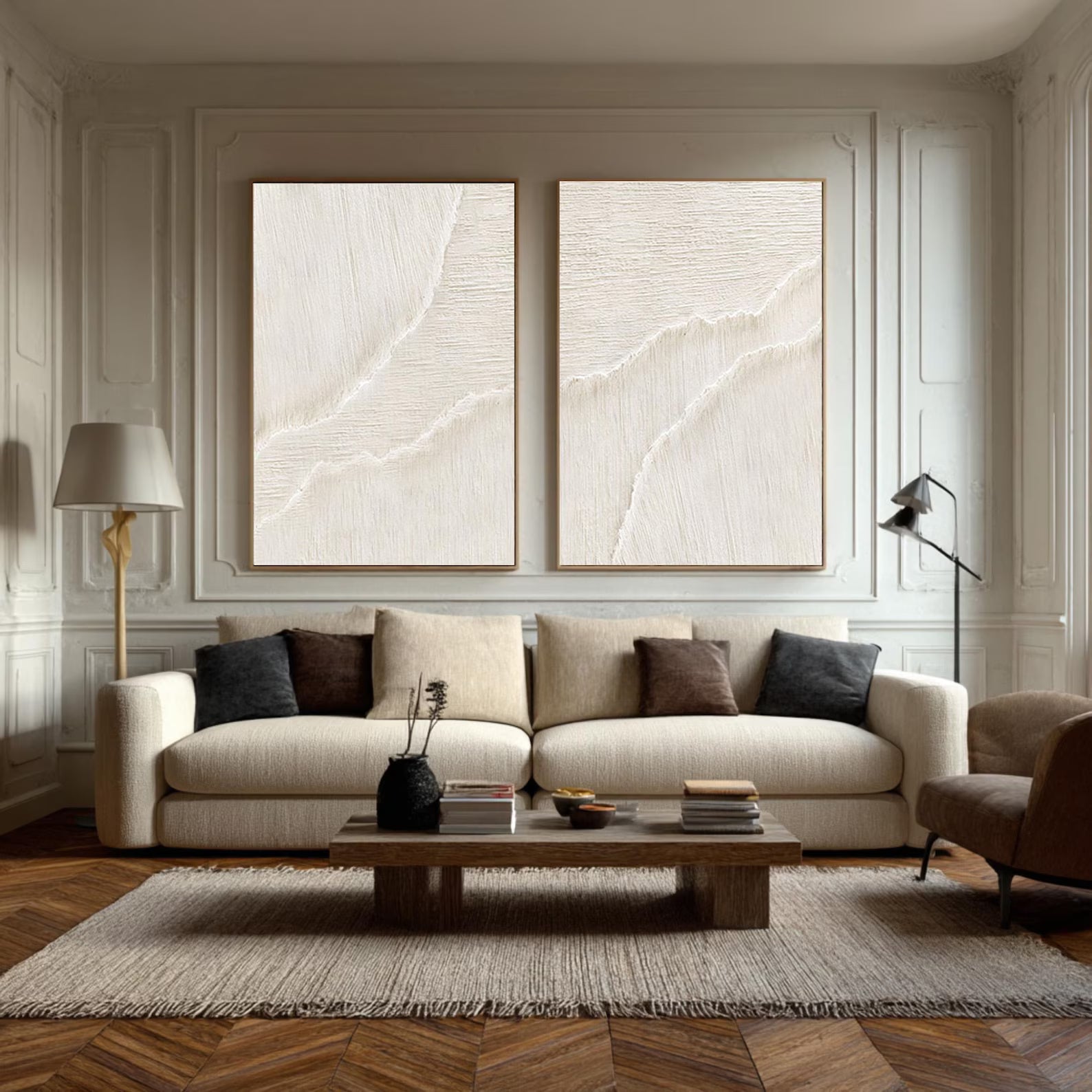 Textured Abstract Waves | White Duo