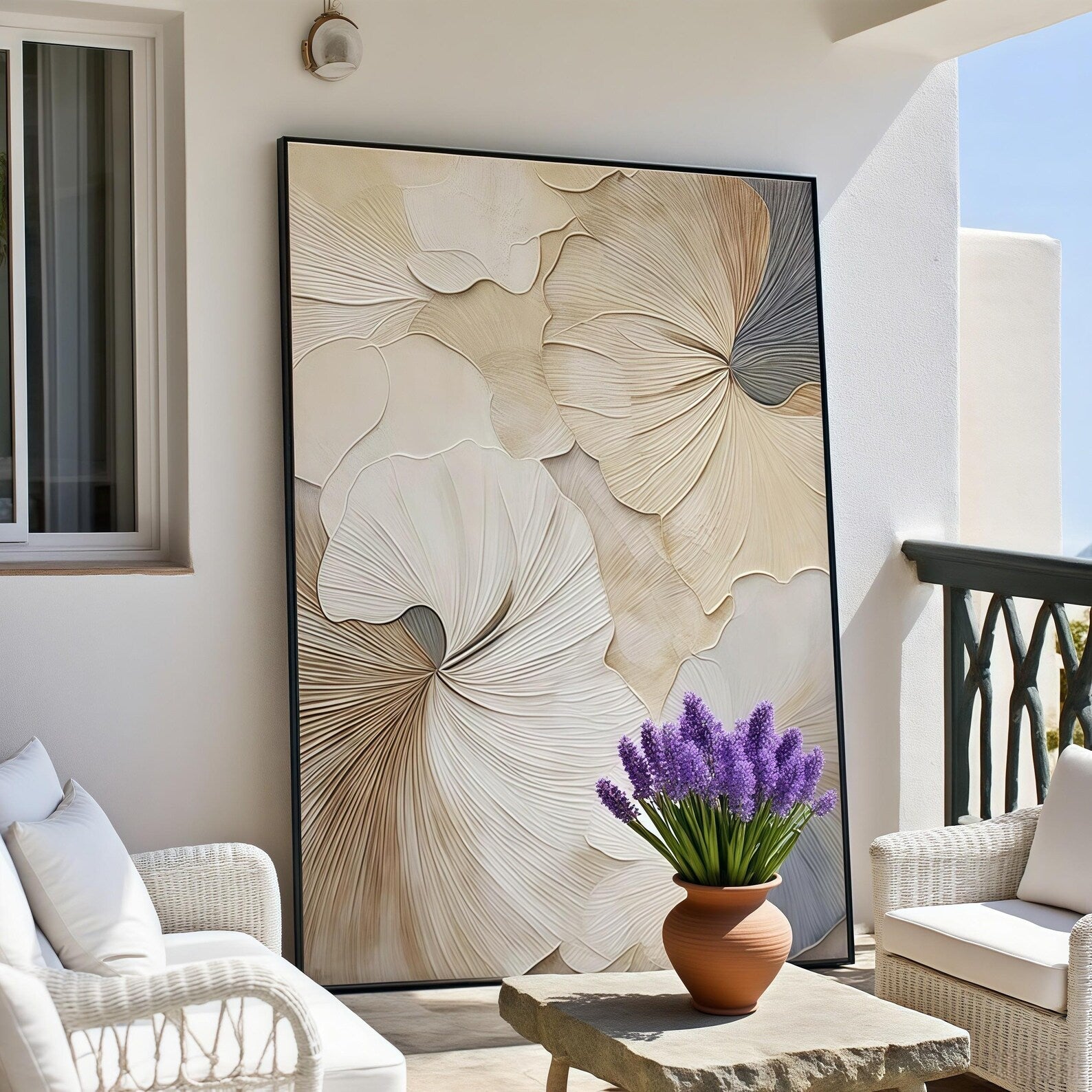 Textured Ginkgo Opulence | Linen Fans