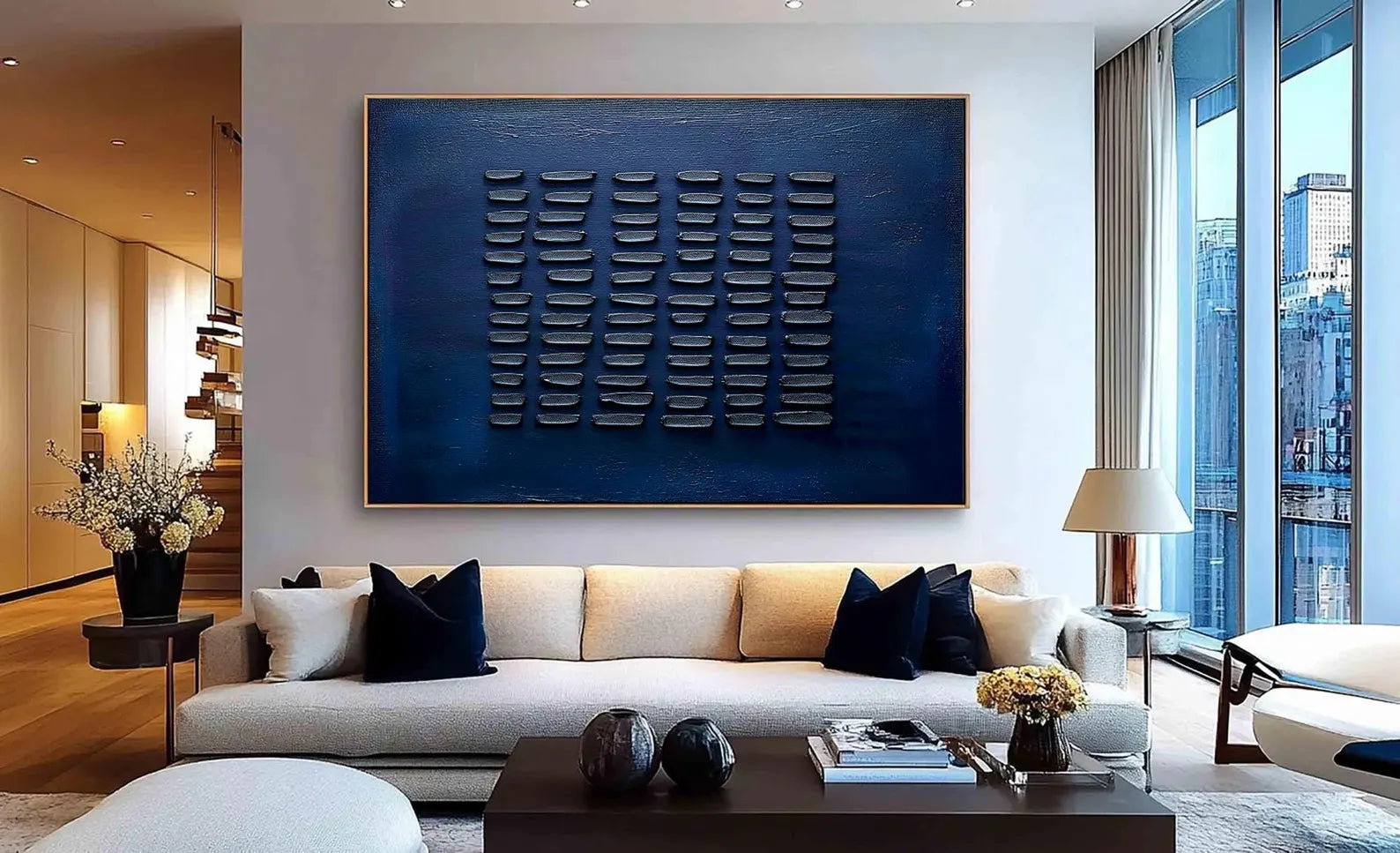 Textured Indigo Geometry | Elegant Depth