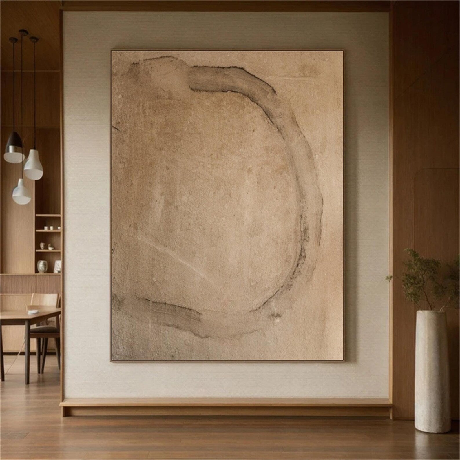 Textured Earthy Circle | Beige Stroke