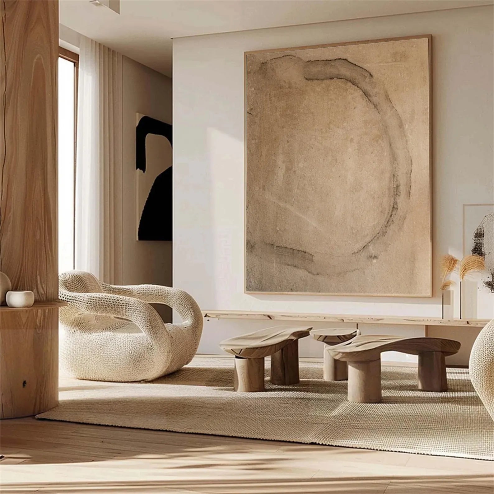 Textured Earthy Circle | Beige Stroke