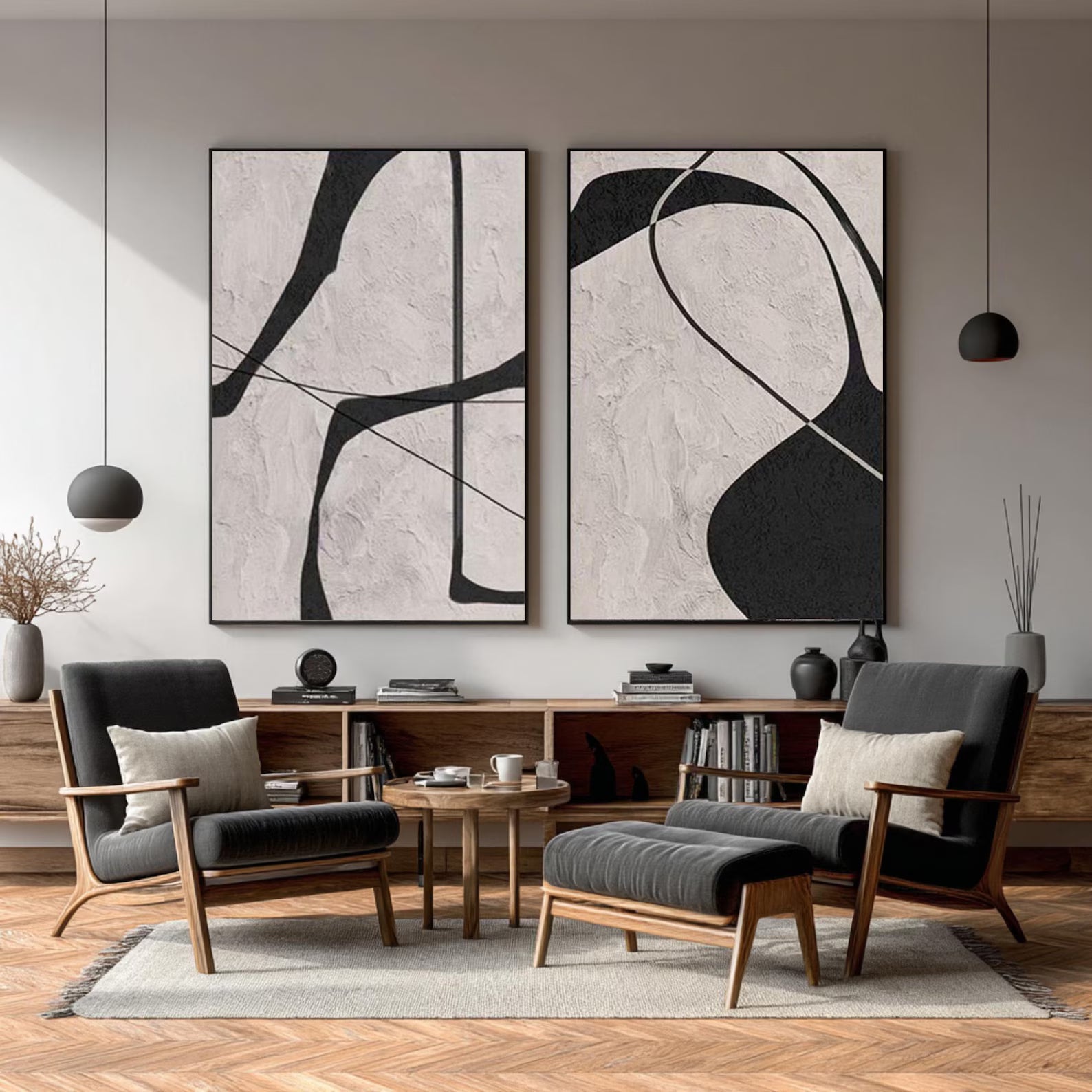 Minimalistische Abstrakte Formen | Schwarz Weiß