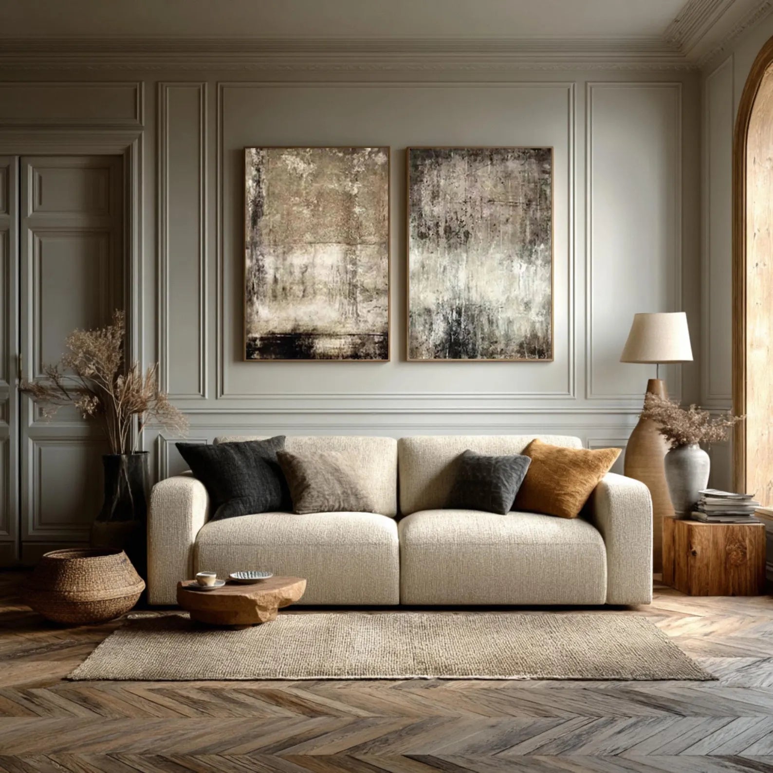 Distressed Abstract Panels | Earth Tones