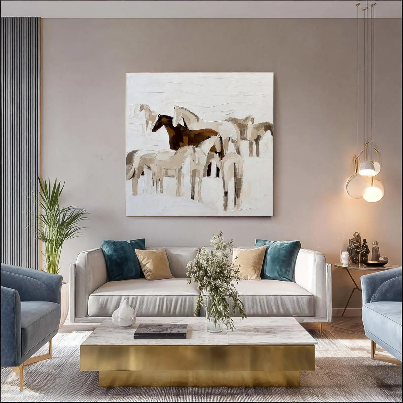 Textured Equine Harmony | Beige Brown