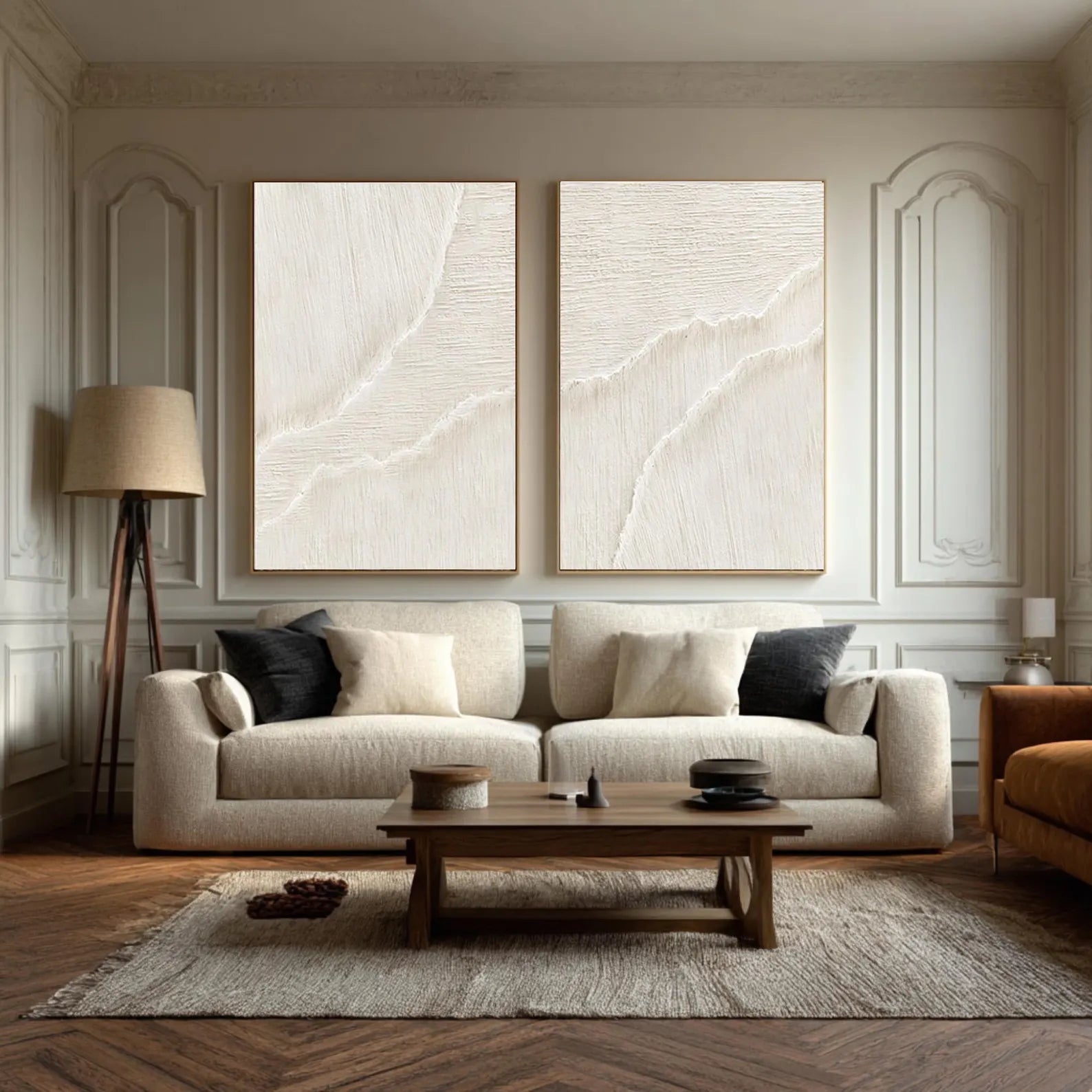 Textured Abstract Waves | White Duo