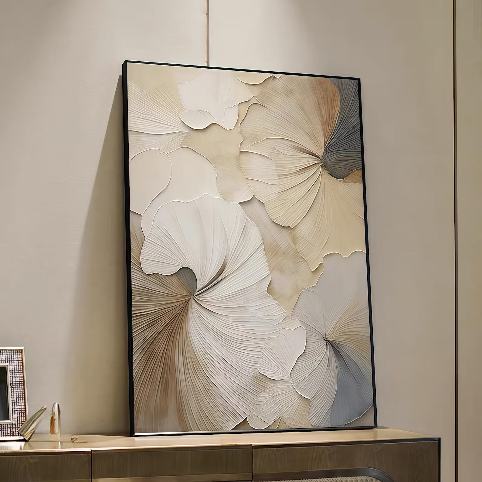 Textured Ginkgo Opulence | Linen Fans