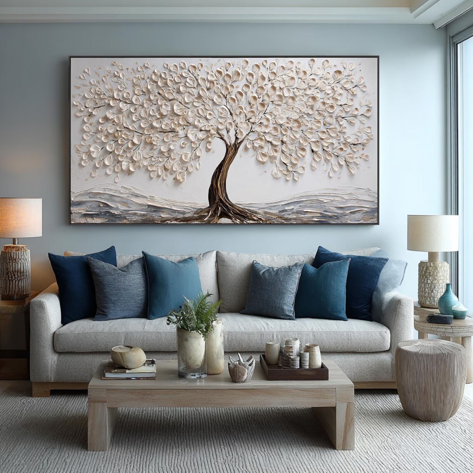 Textured Arbor Opulence | Beige Tree