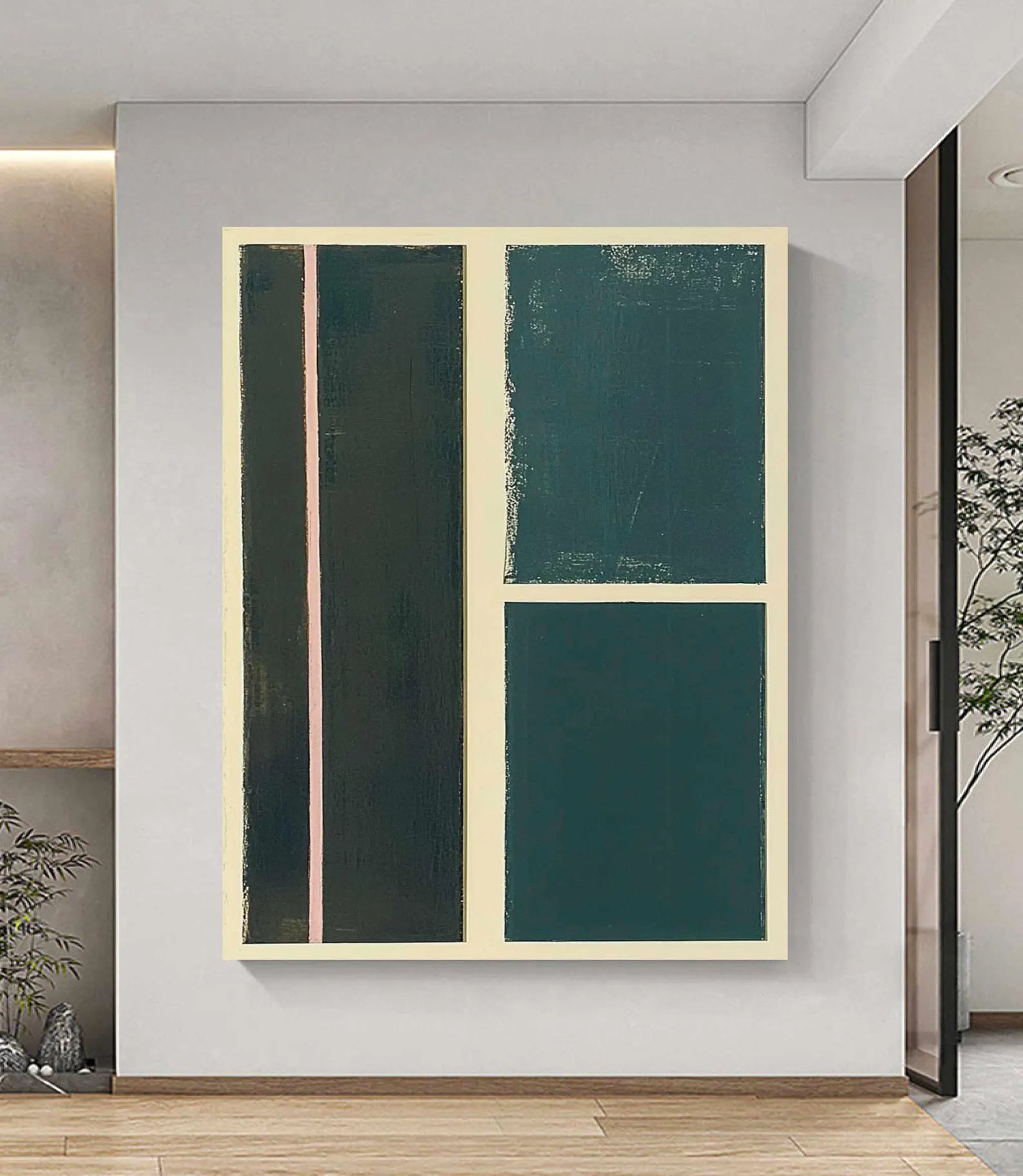 Textured Geometric Elegance | Teal Block