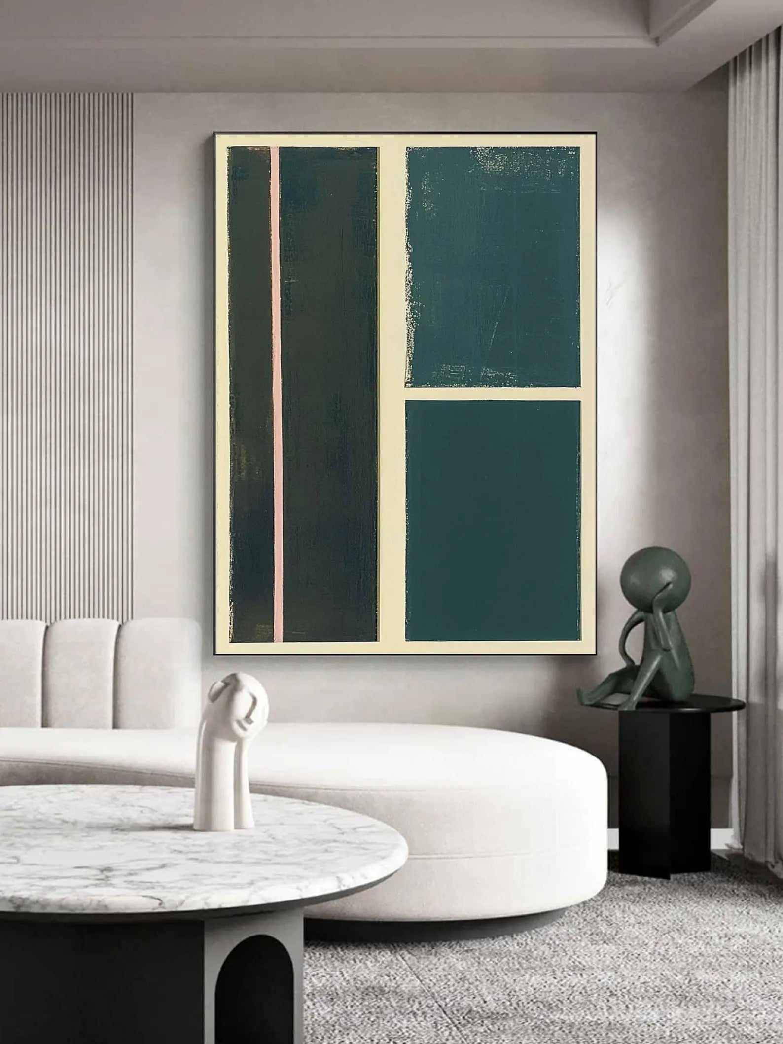 Textured Geometric Elegance | Teal Block