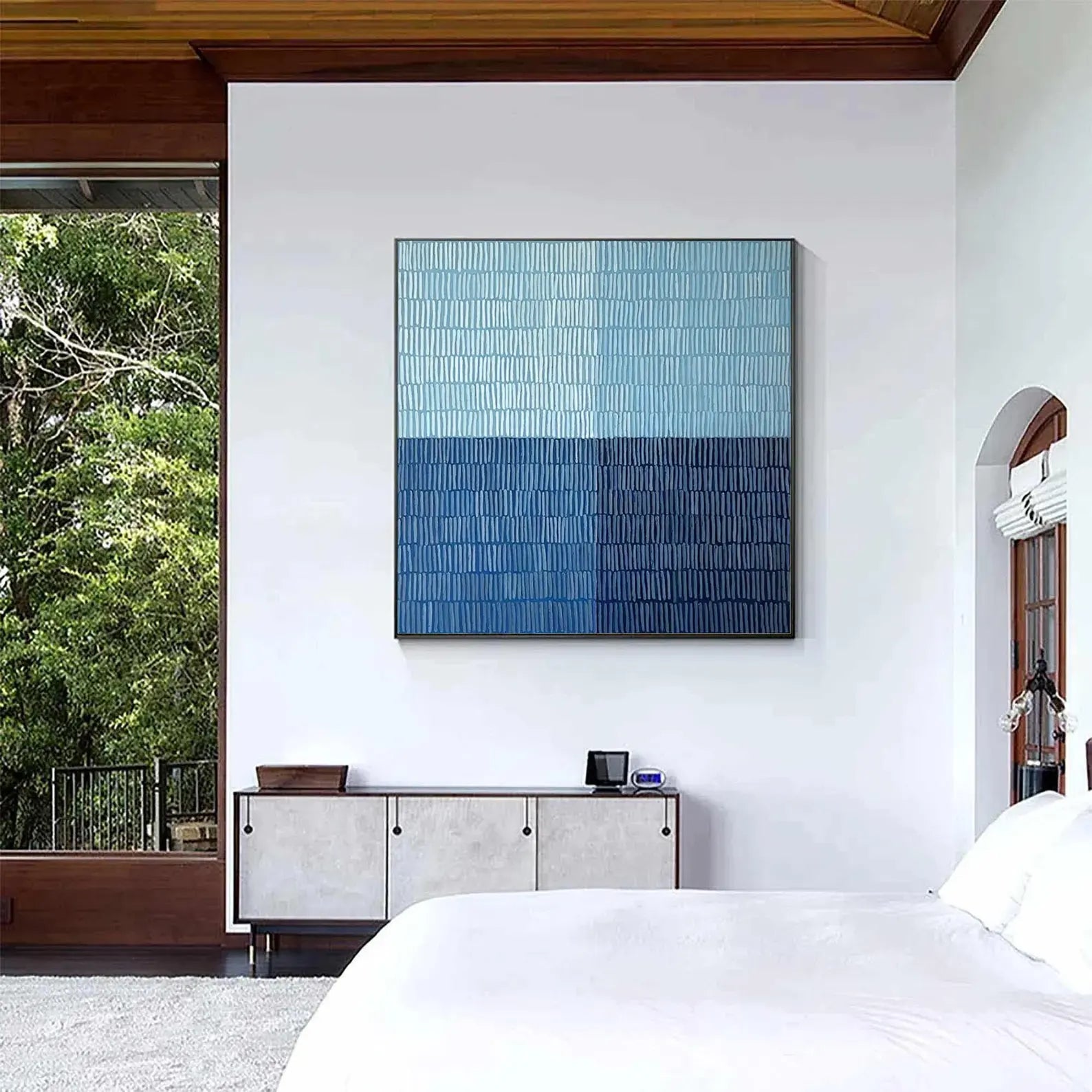 Textured Blue Blocks Art | Serene Sophistication