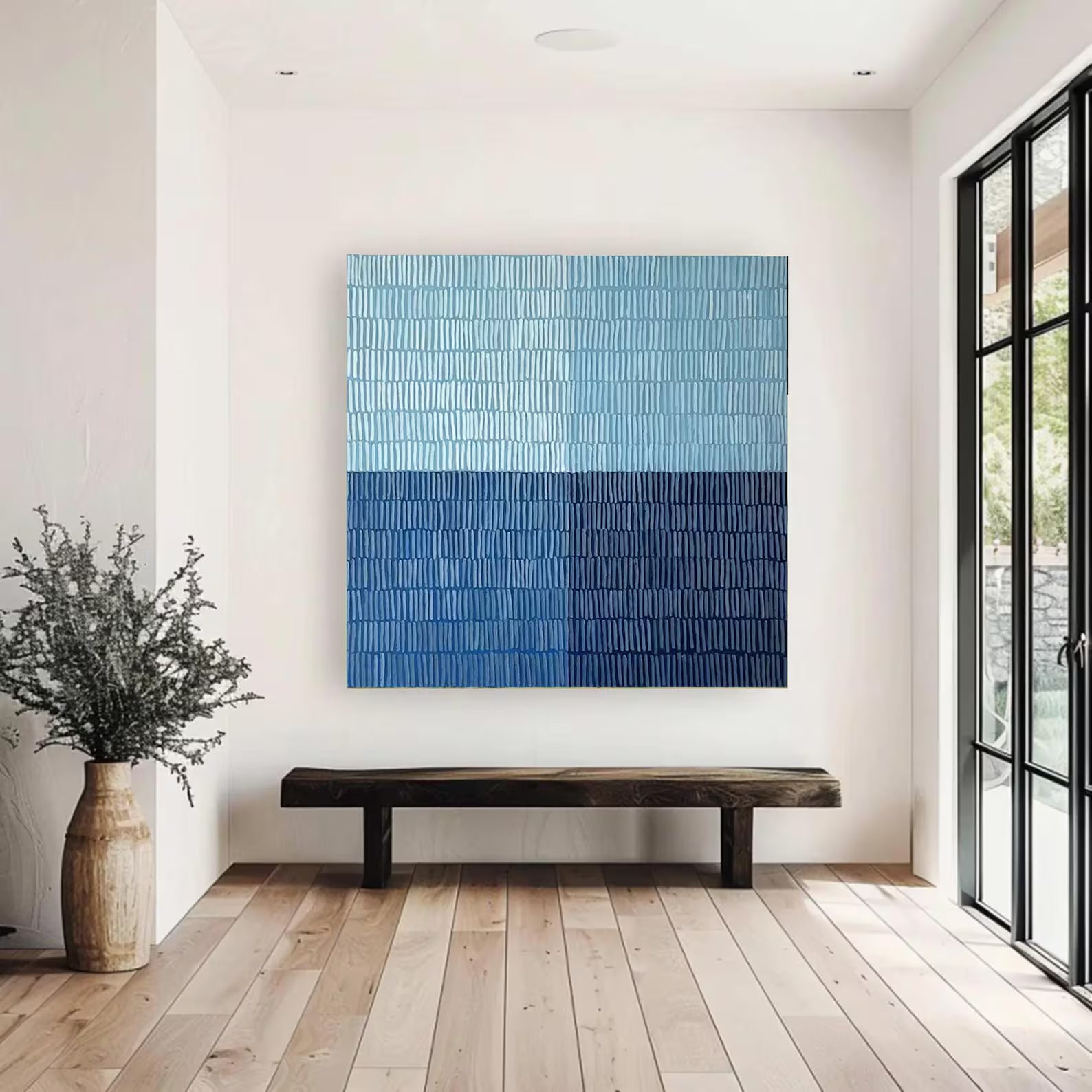 Textured Blue Blocks Art | Serene Sophistication