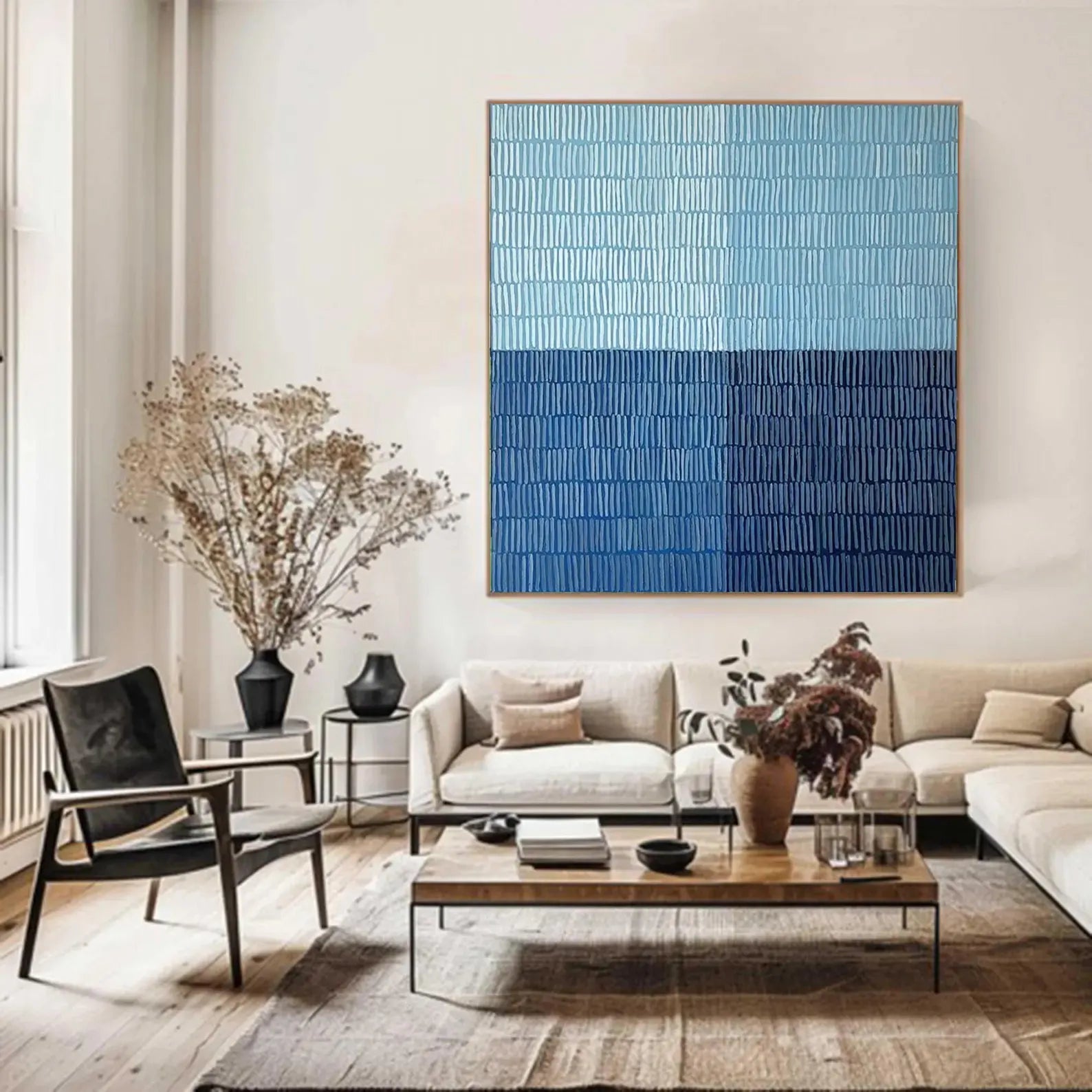 Textured Blue Blocks Art | Serene Sophistication