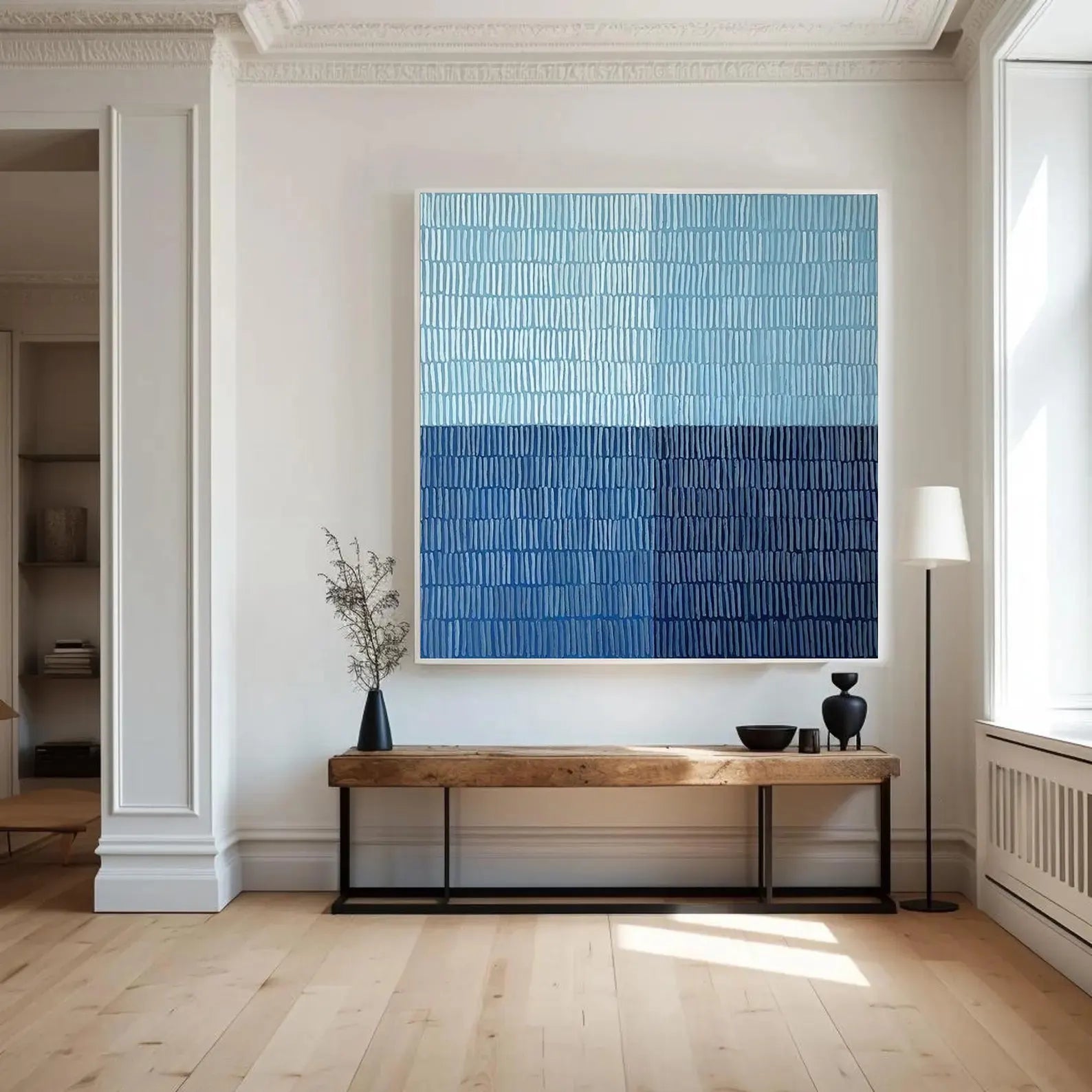 Textured Blue Blocks Art | Serene Sophistication