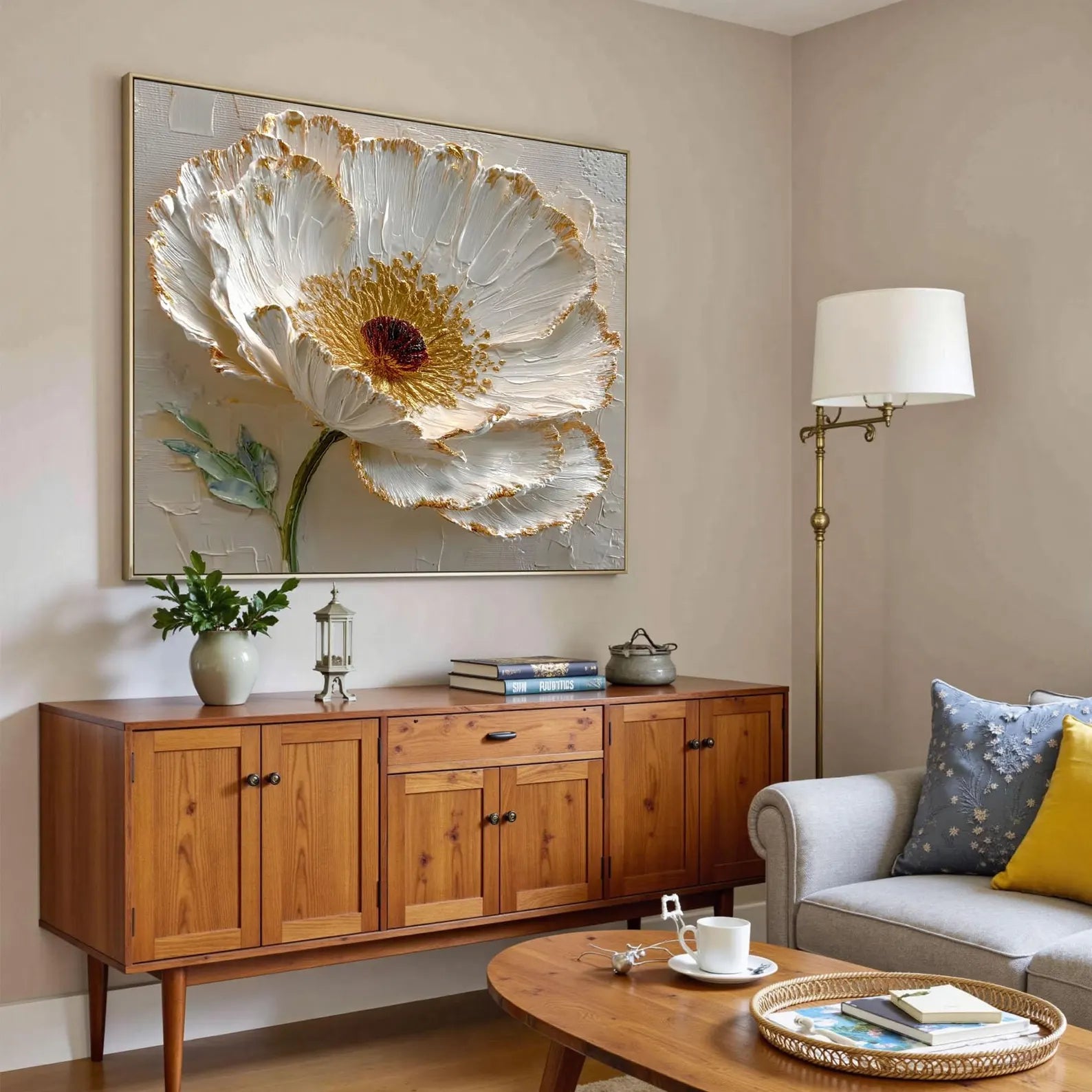 Textured Floral Splendor | Gold Edged