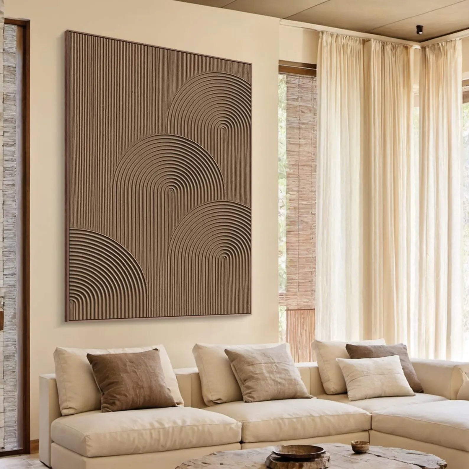 Textured Geometric Warmth | Brown Arch