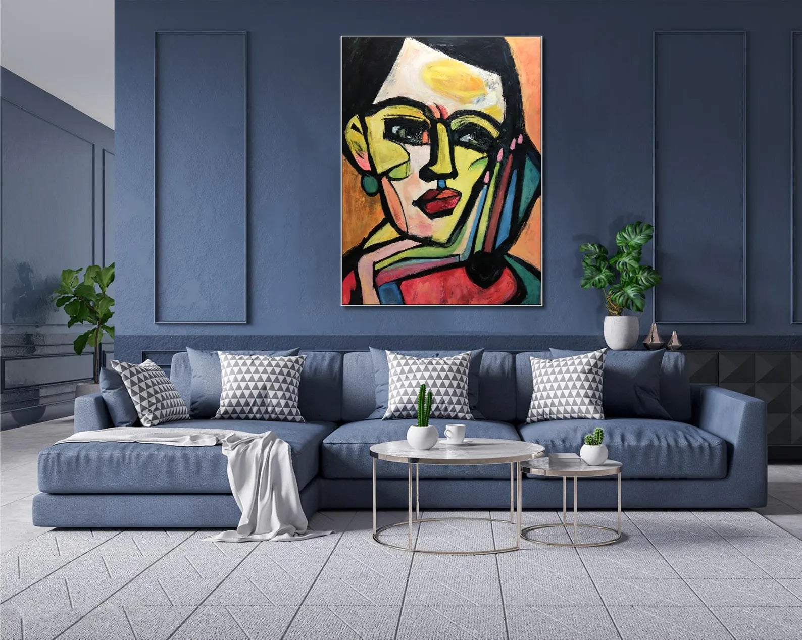 Textured Cubist Portrait | Bold Hues