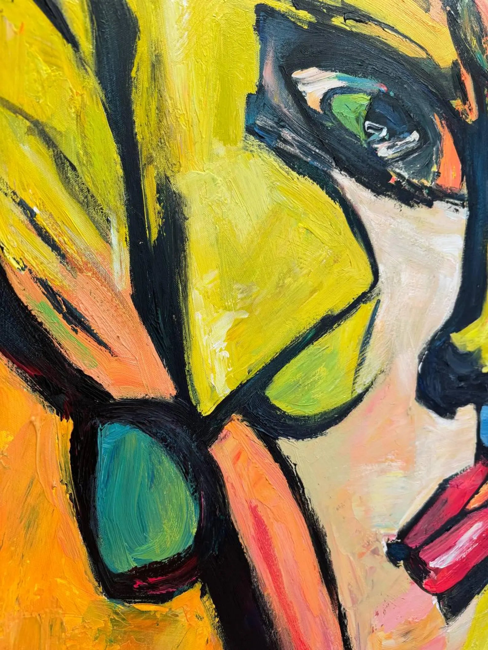 Textured Cubist Portrait | Bold Hues