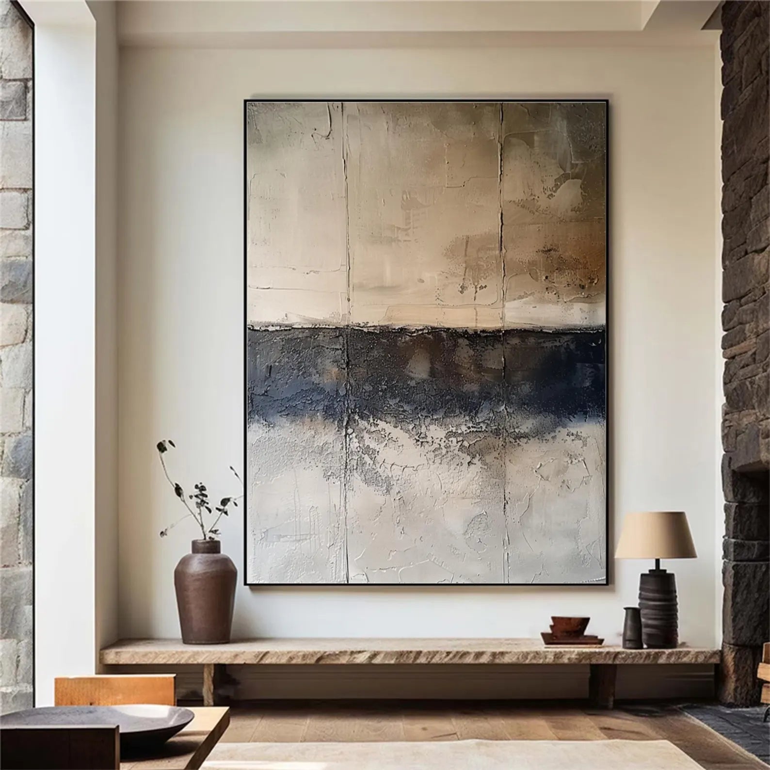 Textured Neutral Contrast | Beige Navy