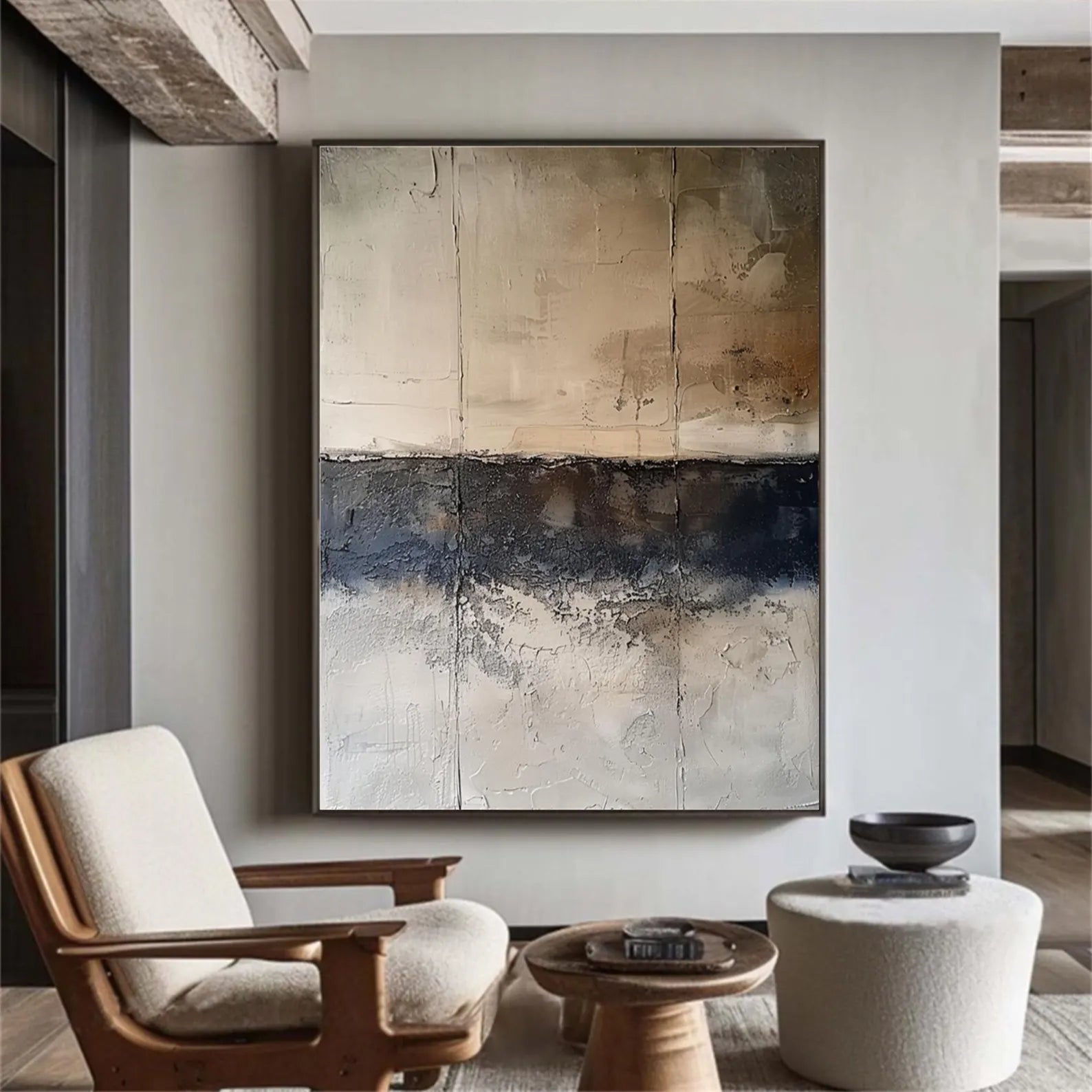 Textured Neutral Contrast | Beige Navy