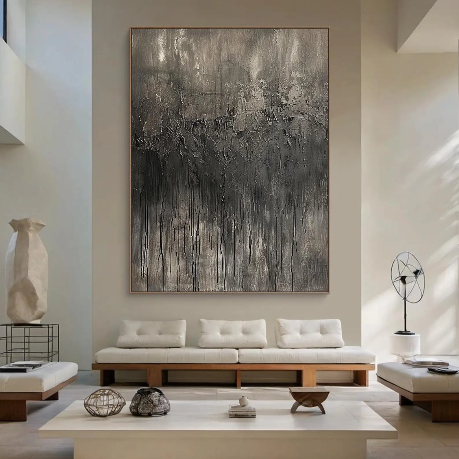 Textured Monochrome Flow | Grey Drip