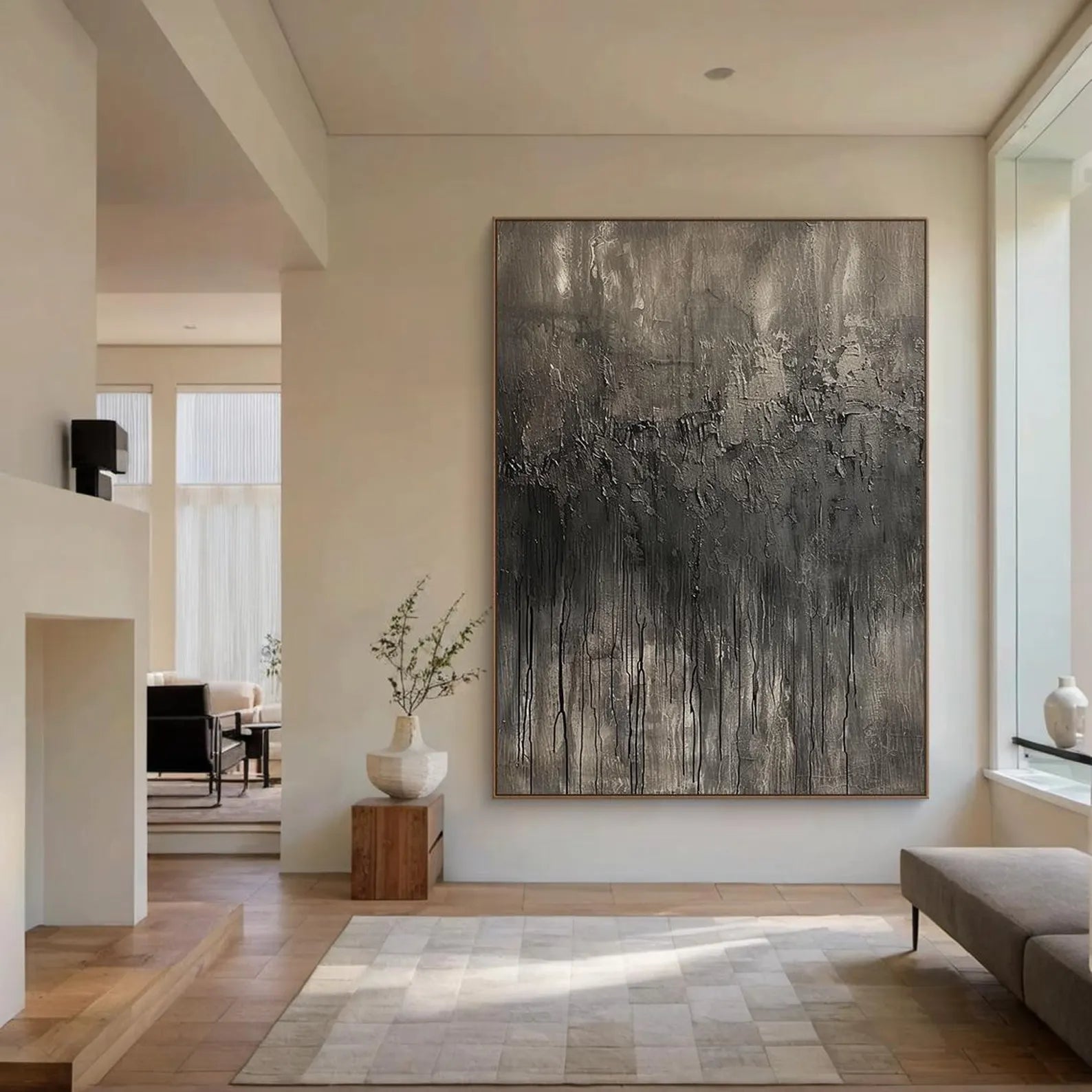 Textured Monochrome Flow | Grey Drip