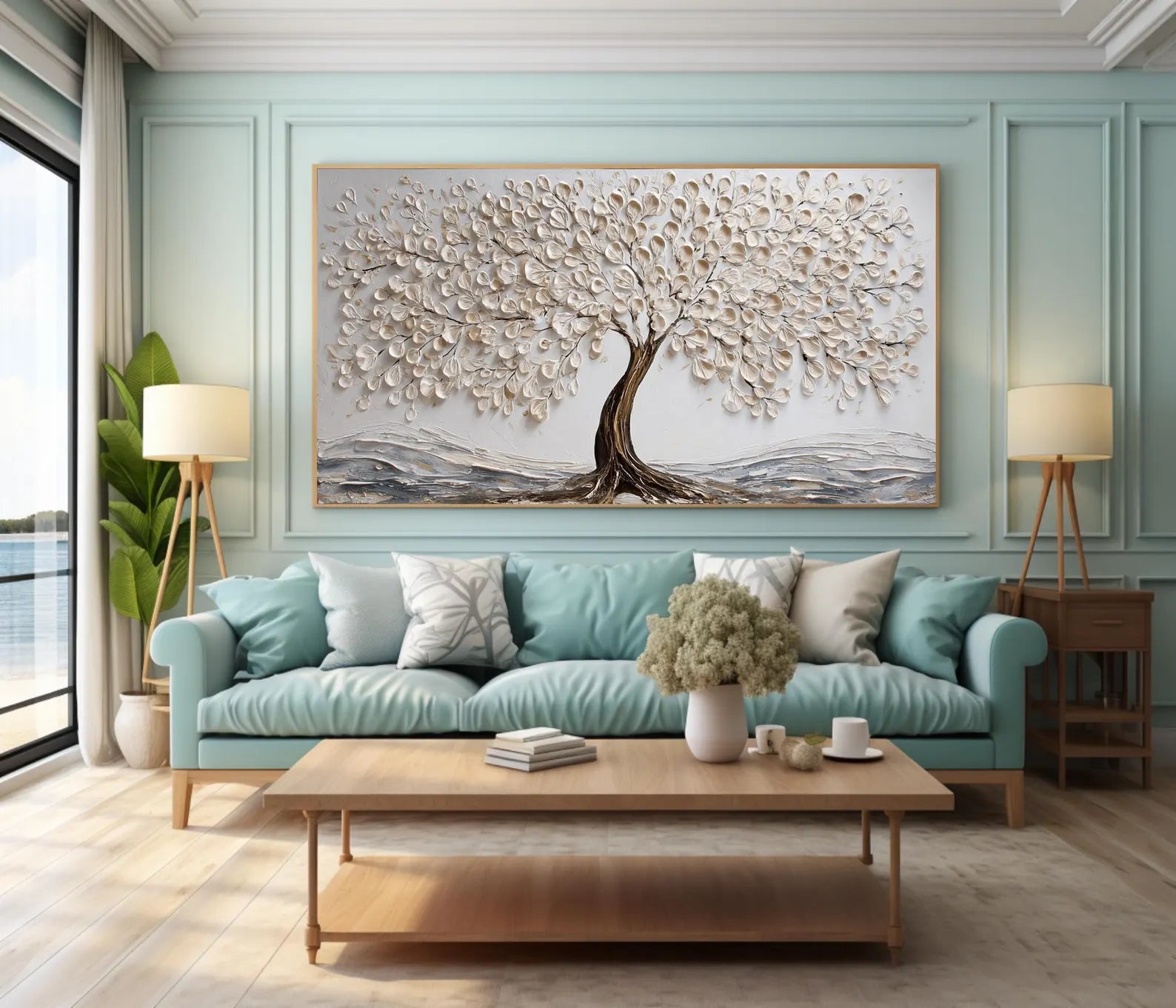 Textured Arbor Opulence | Beige Tree