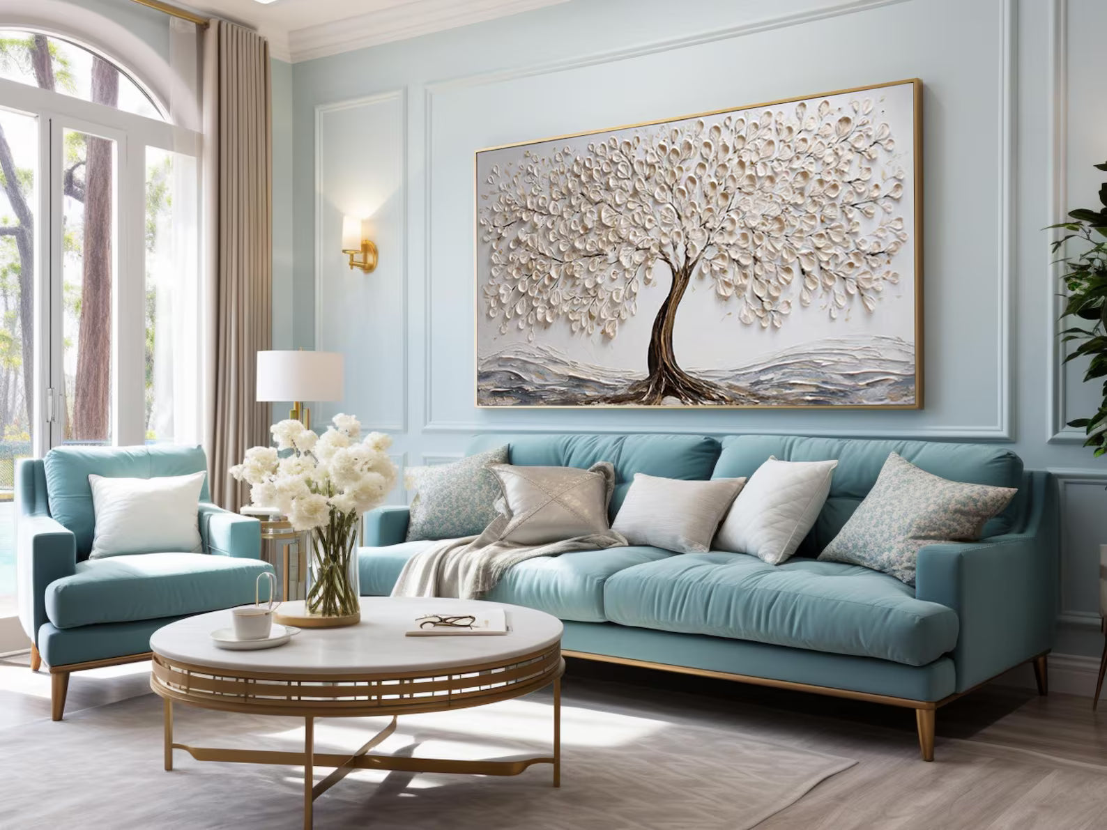 Textured Arbor Opulence | Beige Tree