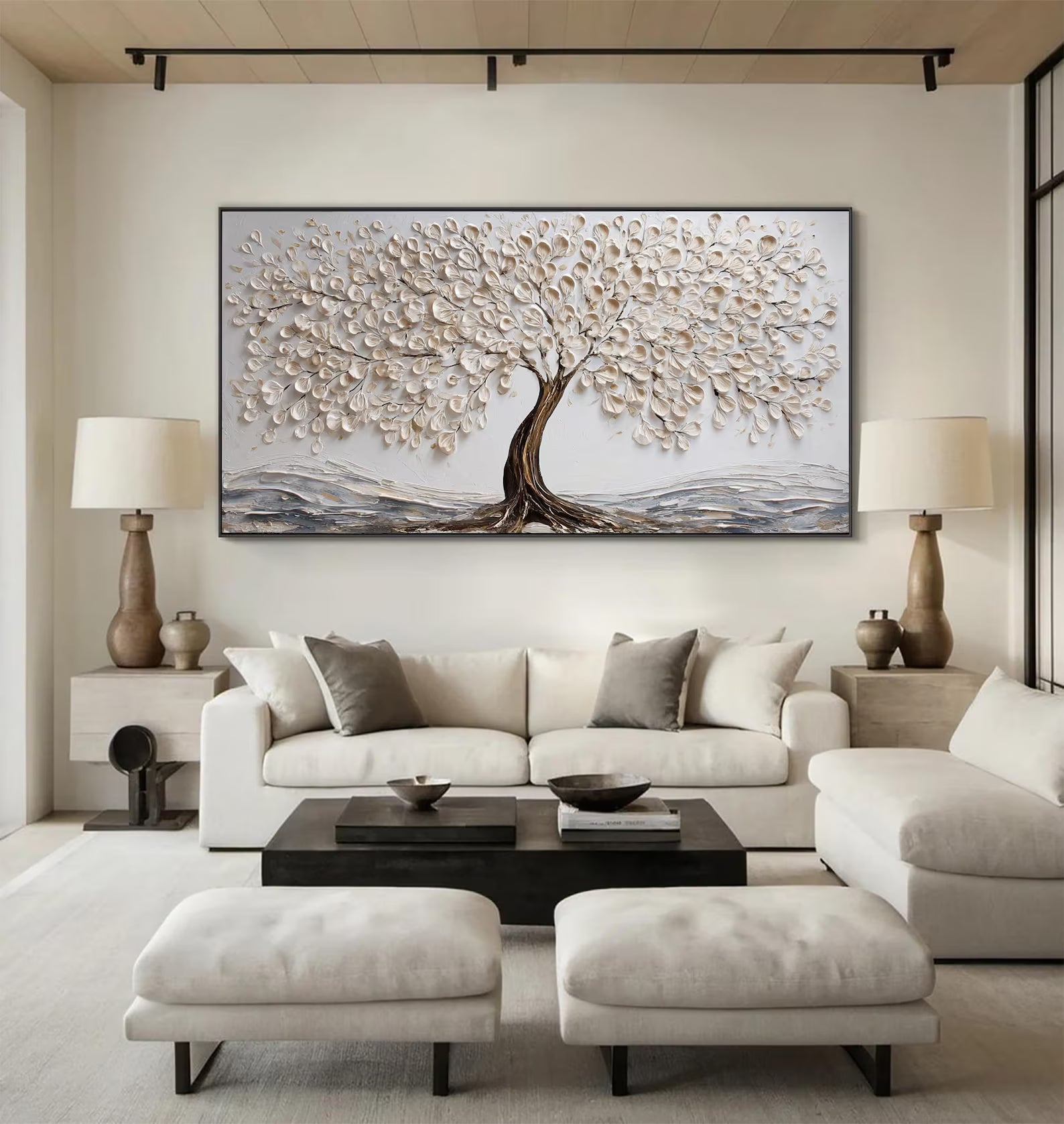 Textured Arbor Opulence | Beige Tree