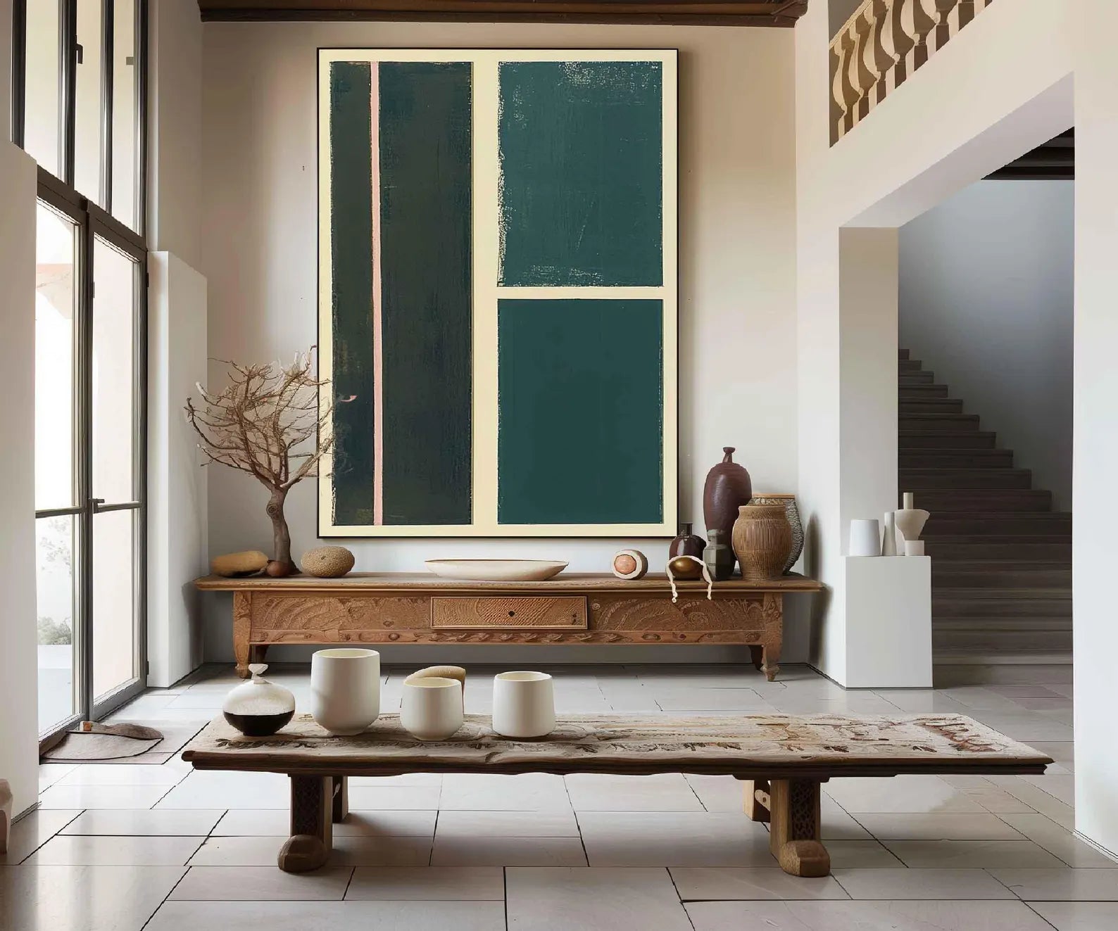 Textured Geometric Elegance | Teal Block