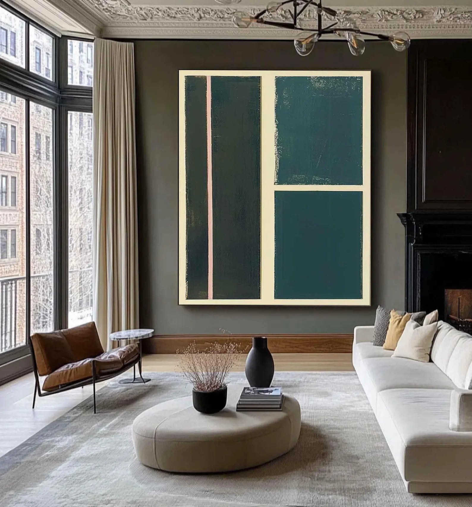 Textured Geometric Elegance | Teal Block