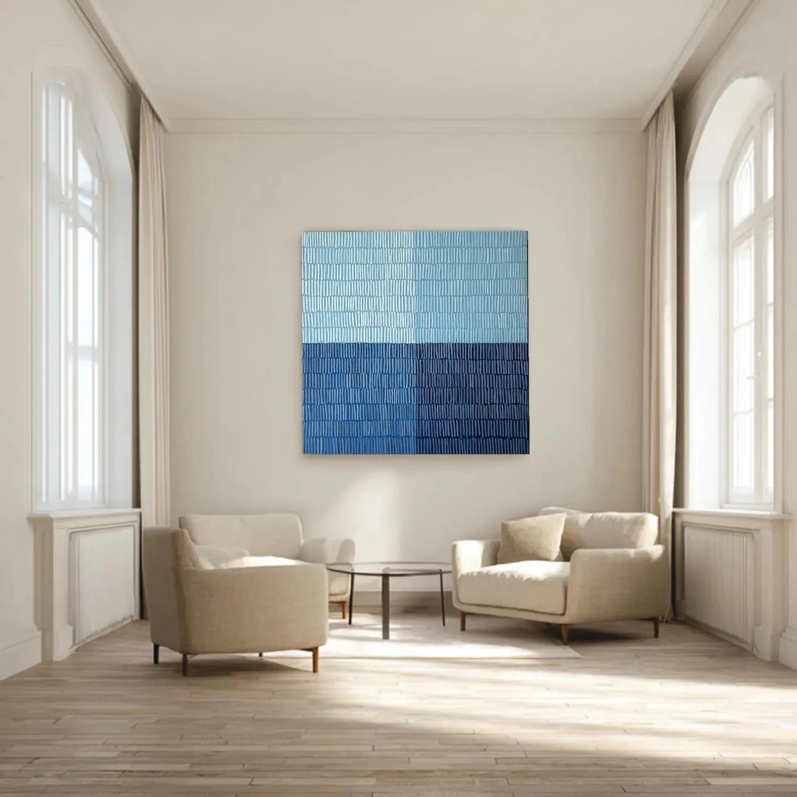 Textured Blue Blocks Art | Serene Sophistication