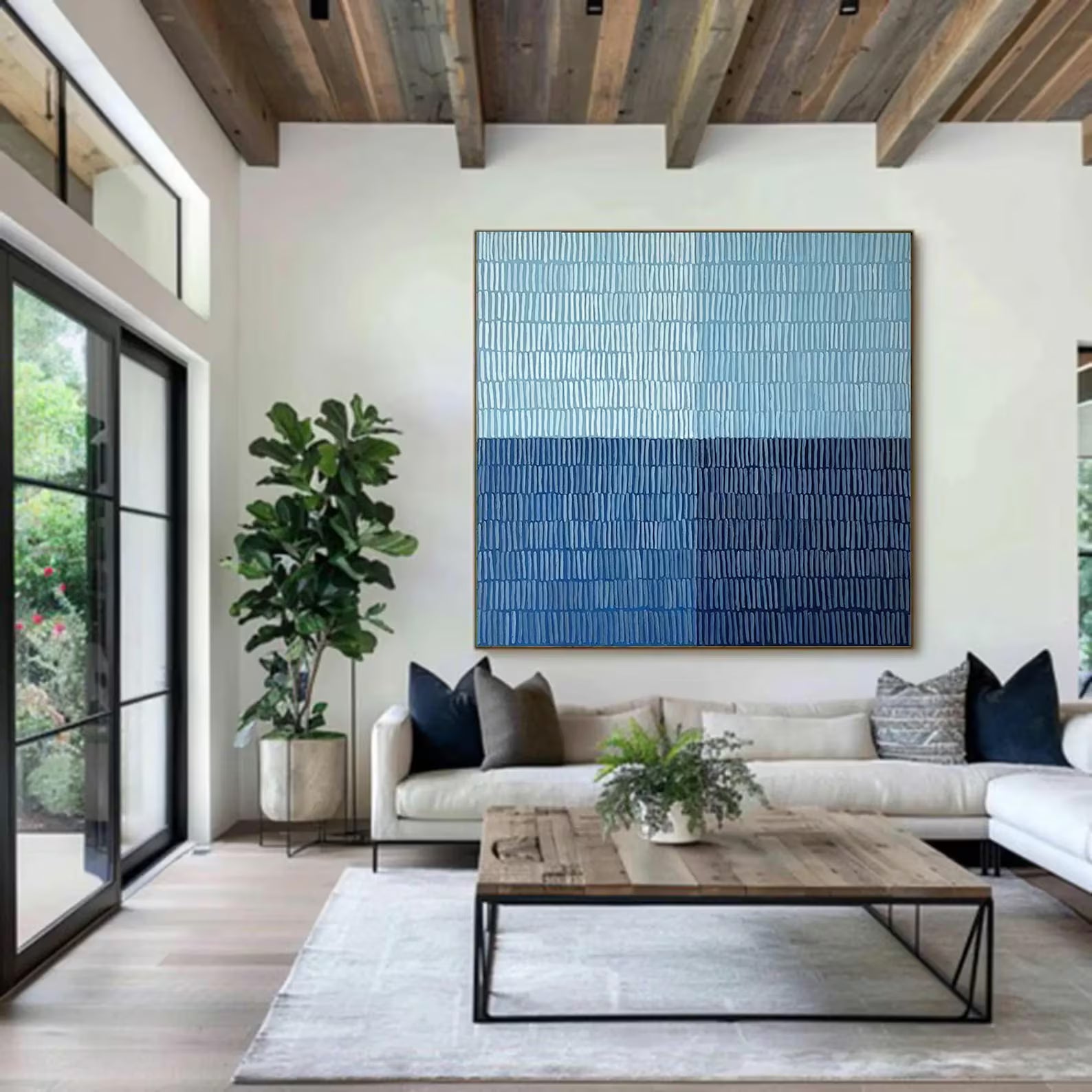 Textured Blue Blocks Art | Serene Sophistication