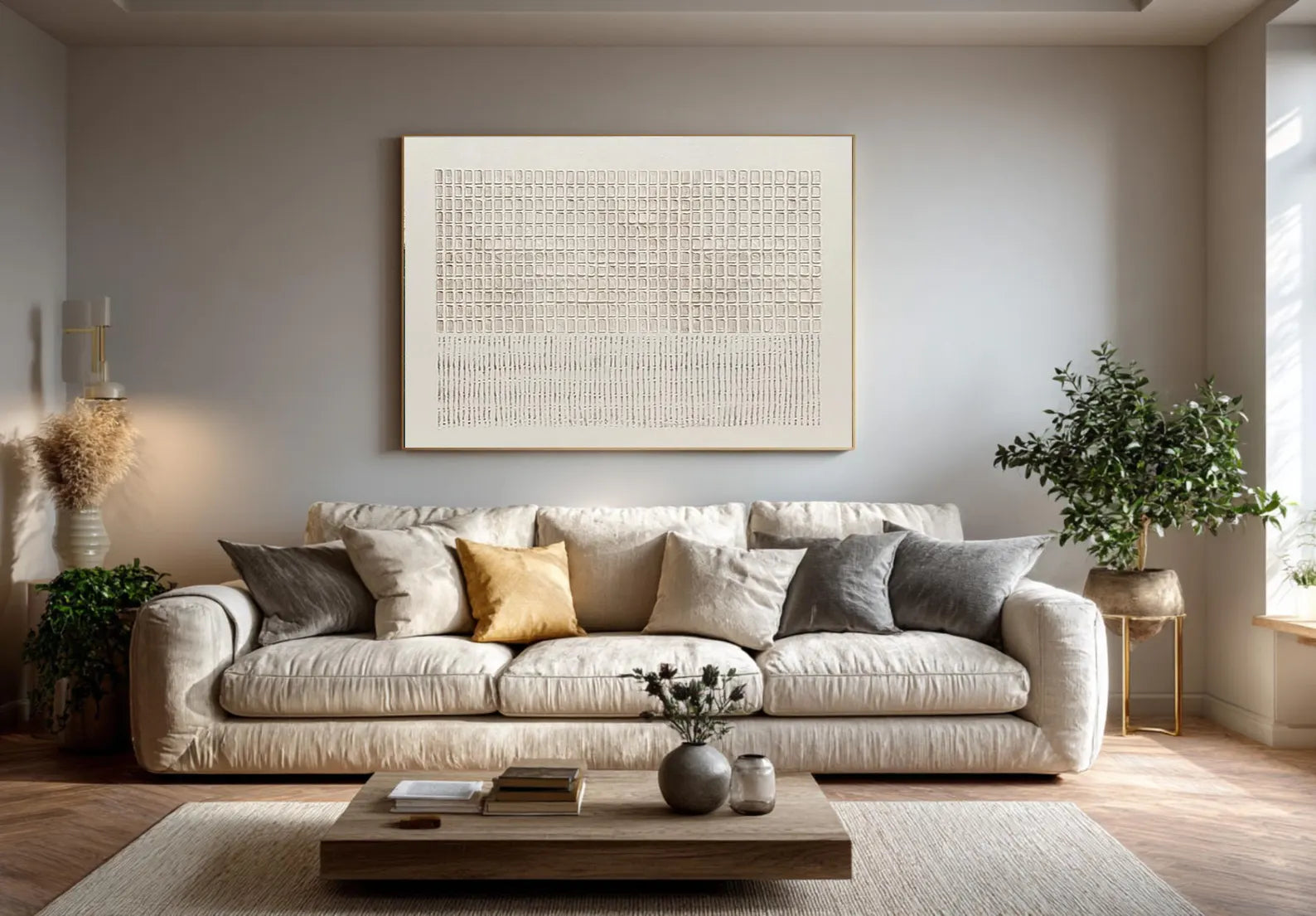 Textured Grid & Linear Art | Understated Luxury