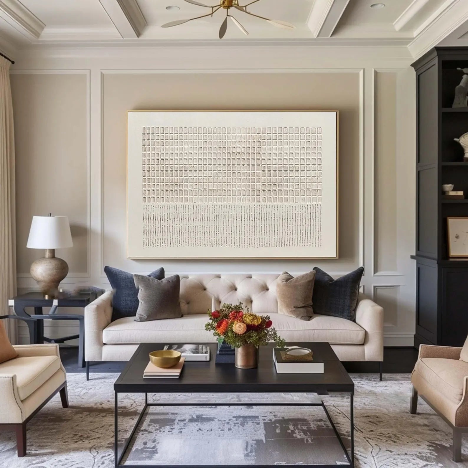 Textured Grid & Linear Art | Understated Luxury