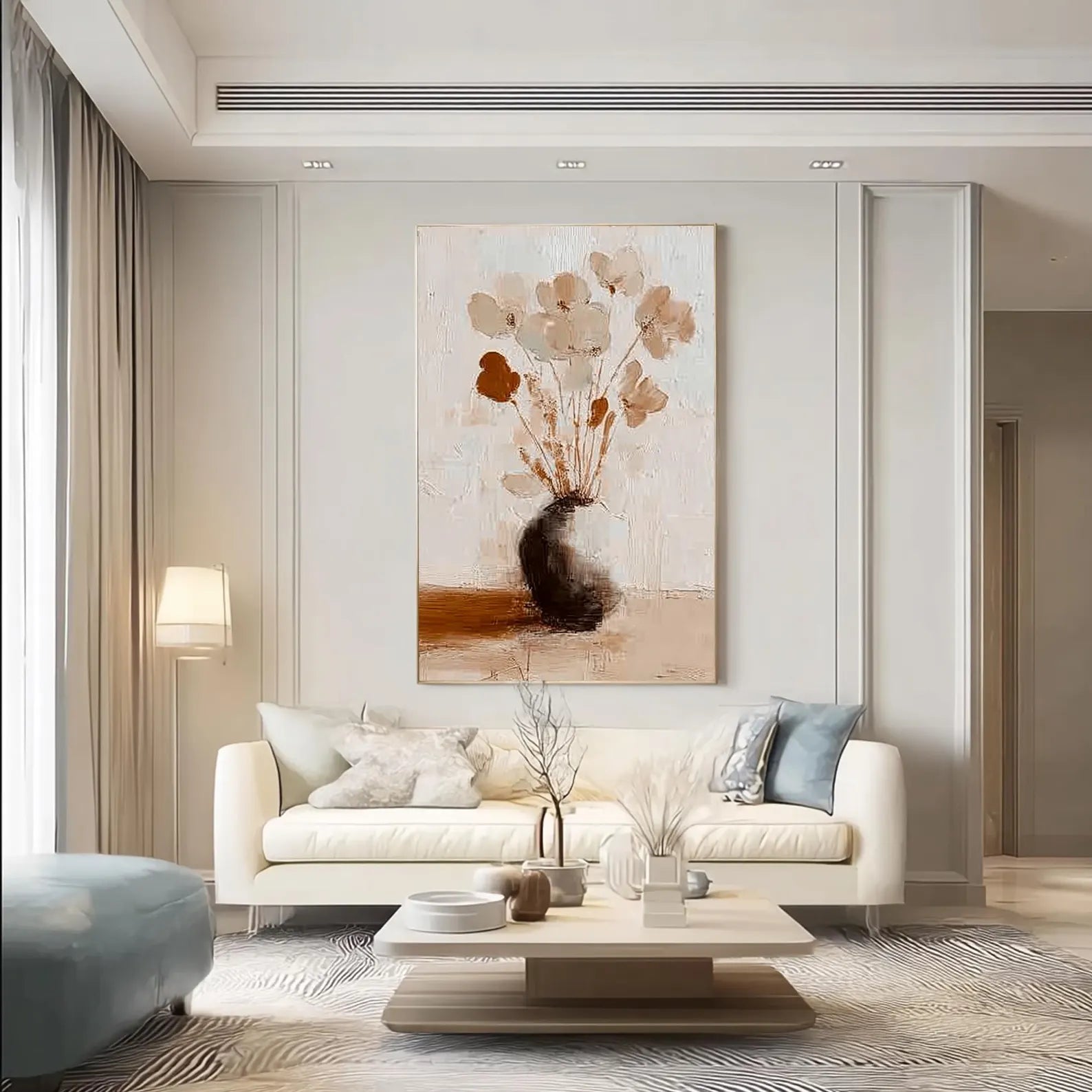 Textured Floral Serenity | Beige Bloom