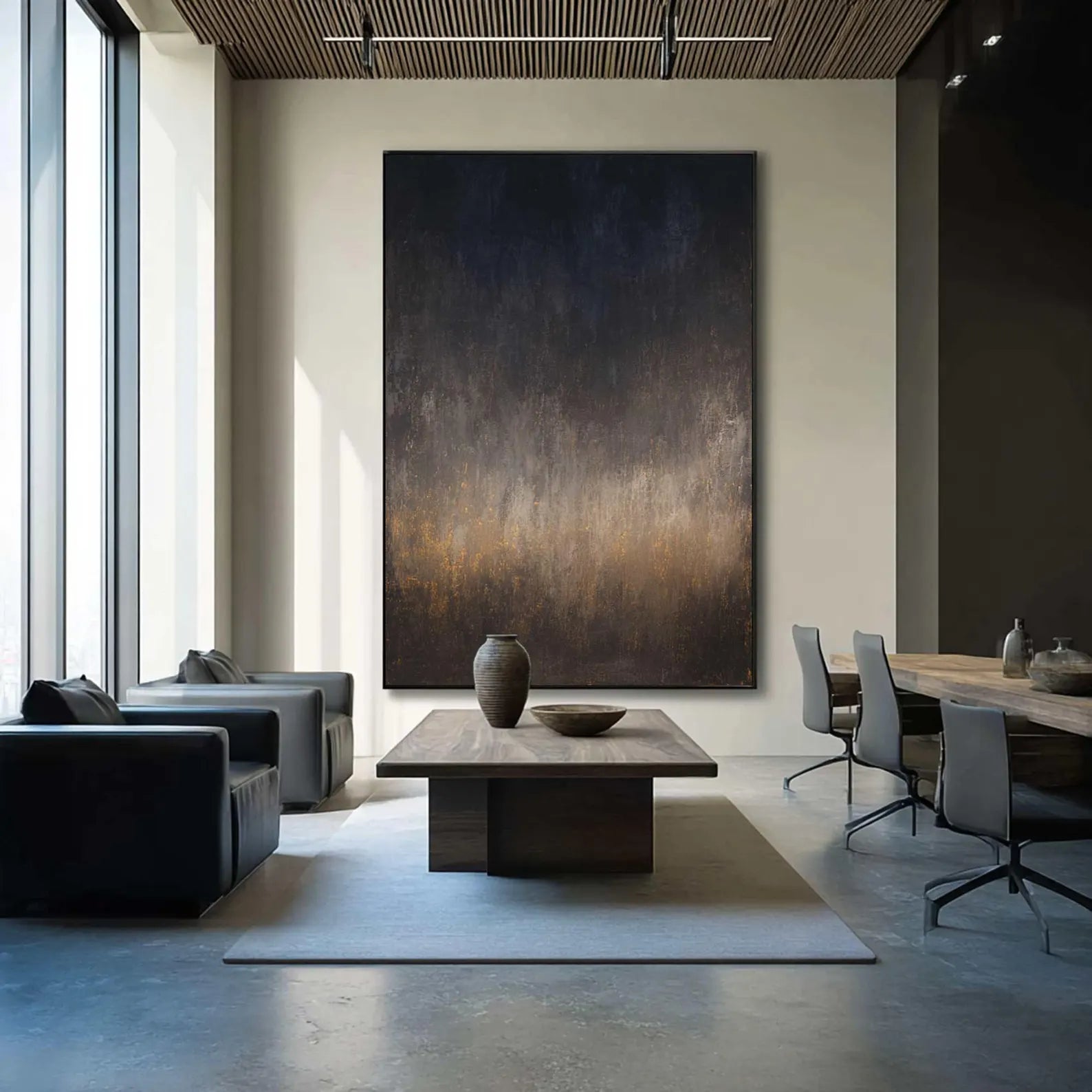 Textured Gradient Art | Midnight Gold Sophistication