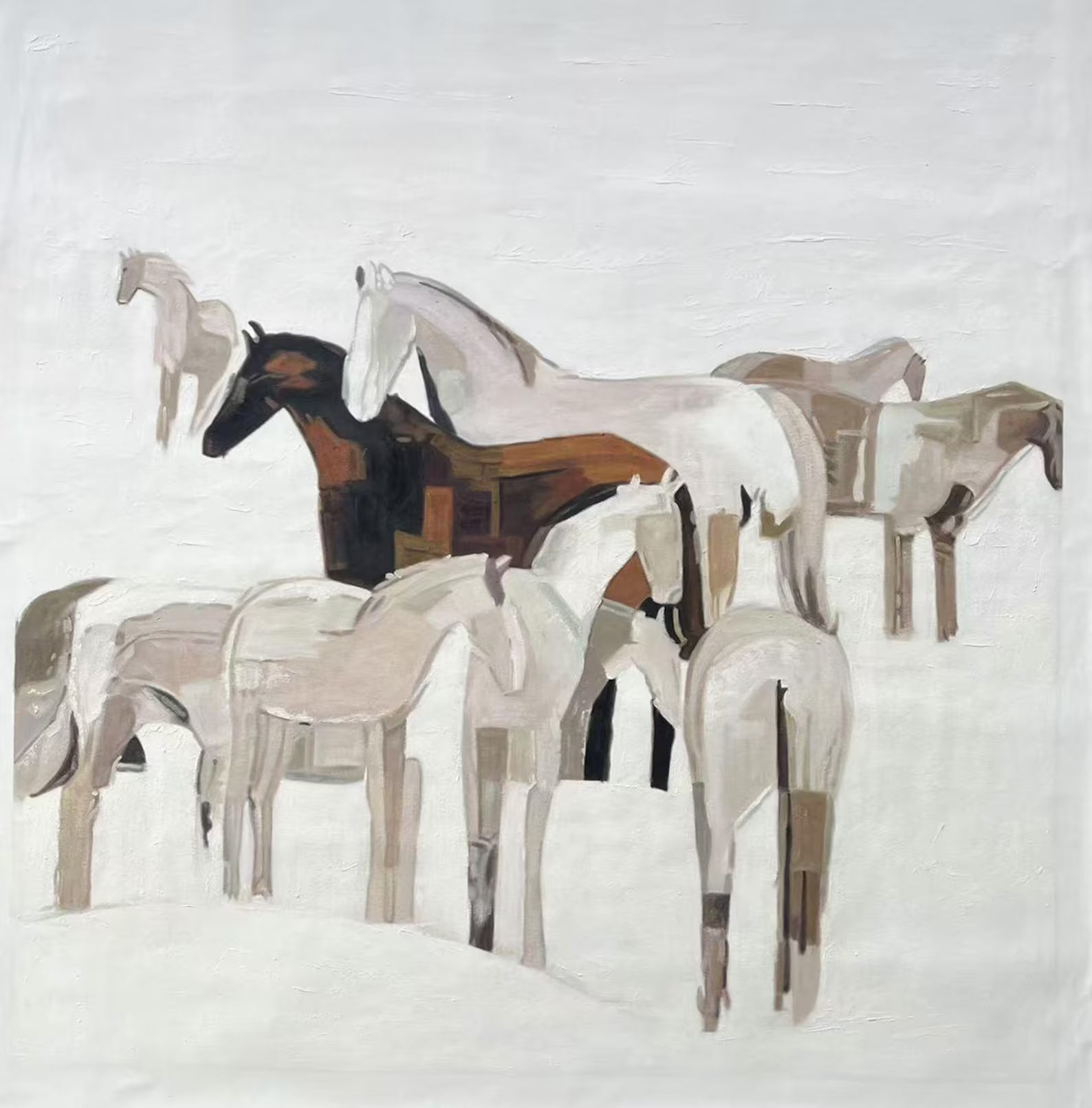 Textured Equine Harmony | Beige Brown