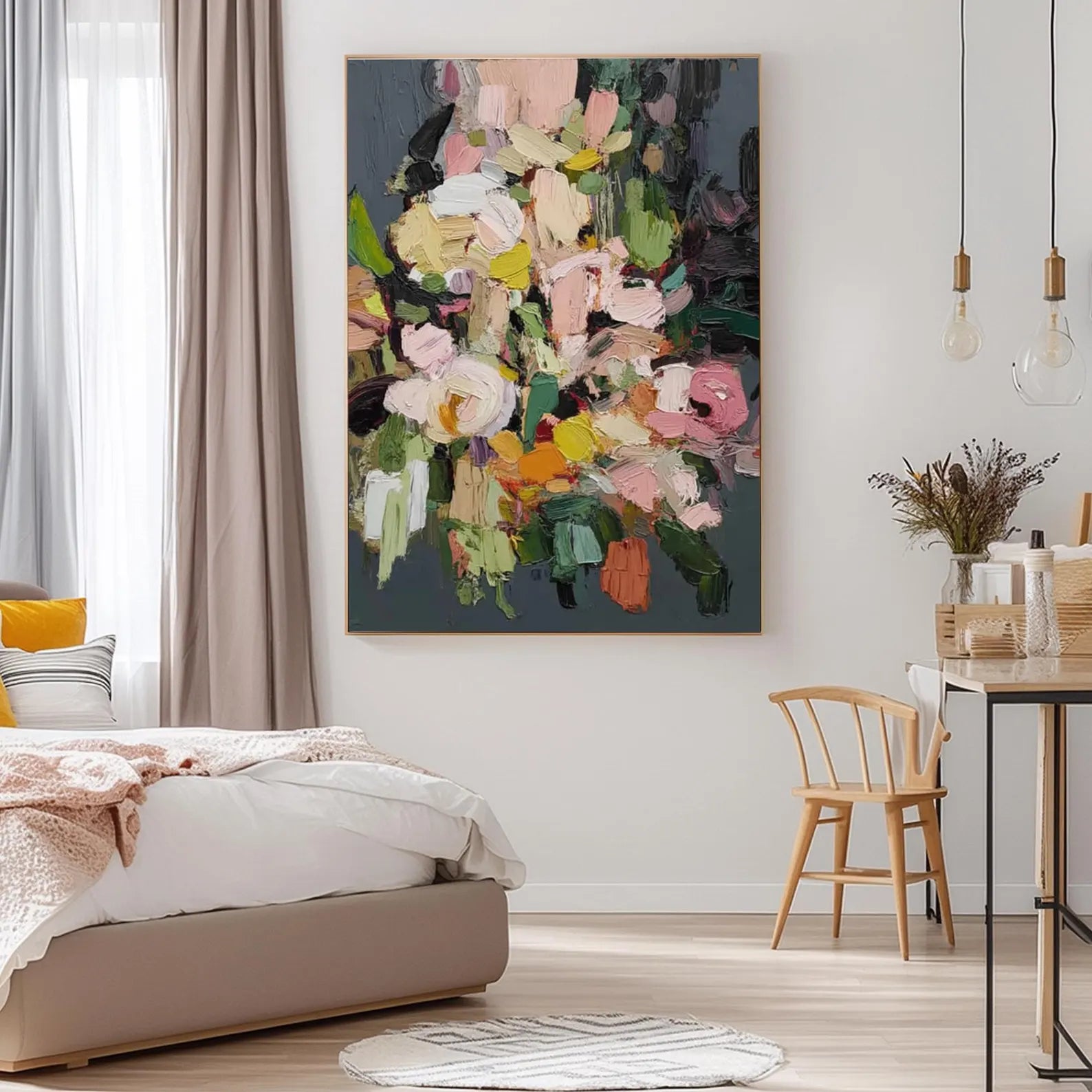 Textured Floral Vibrance | Pink Green