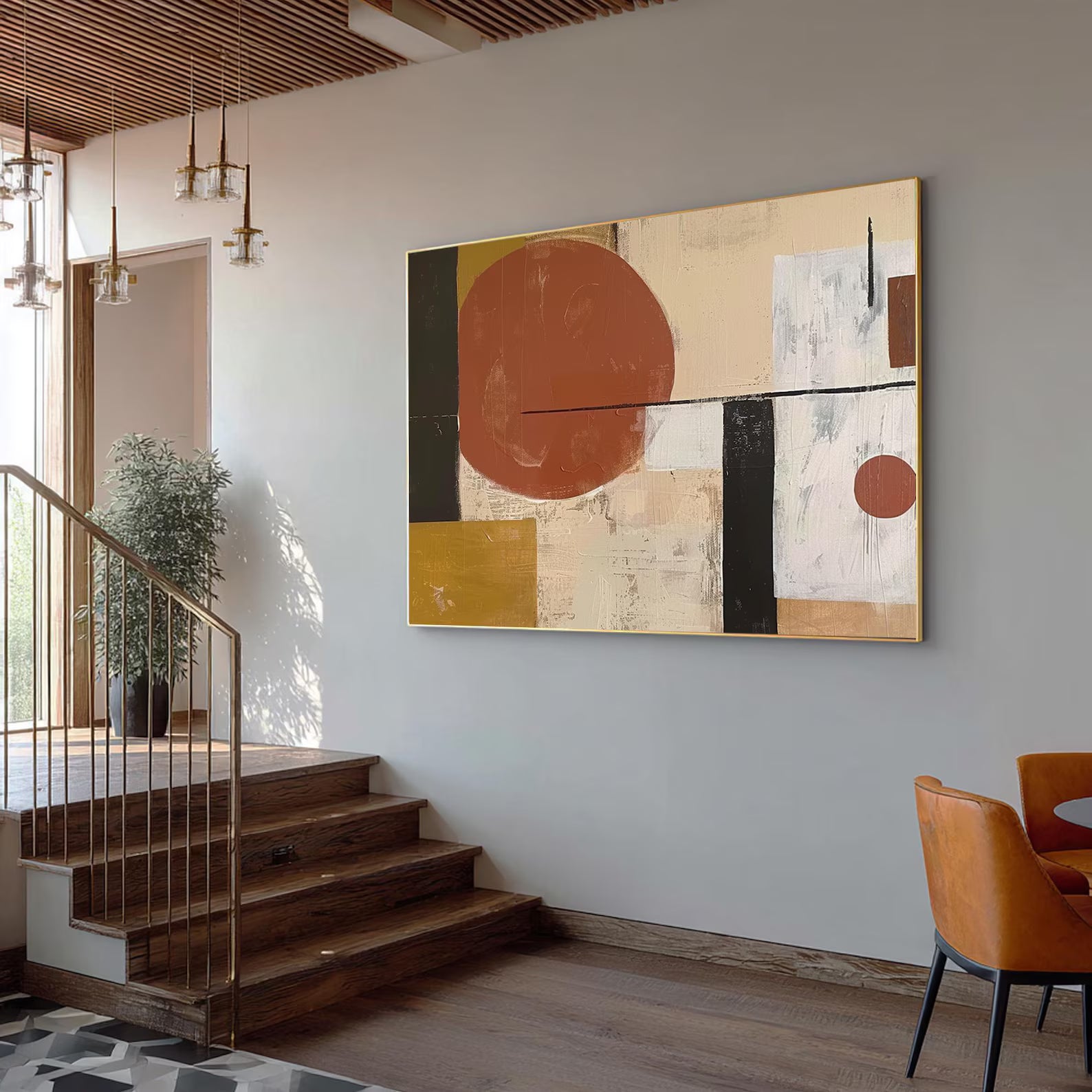 Textured Geometric Fields | Rust Accents