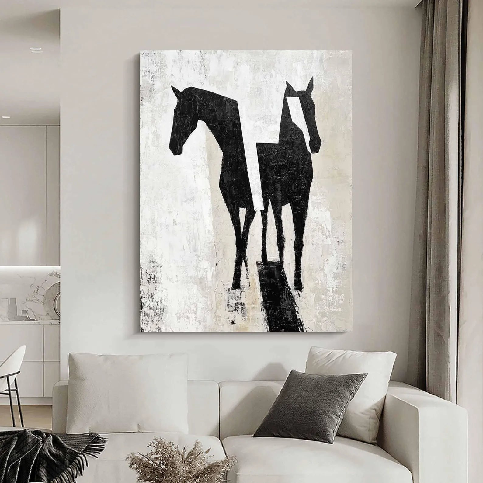 Geometric Horse Art | Monochrome Sophistication