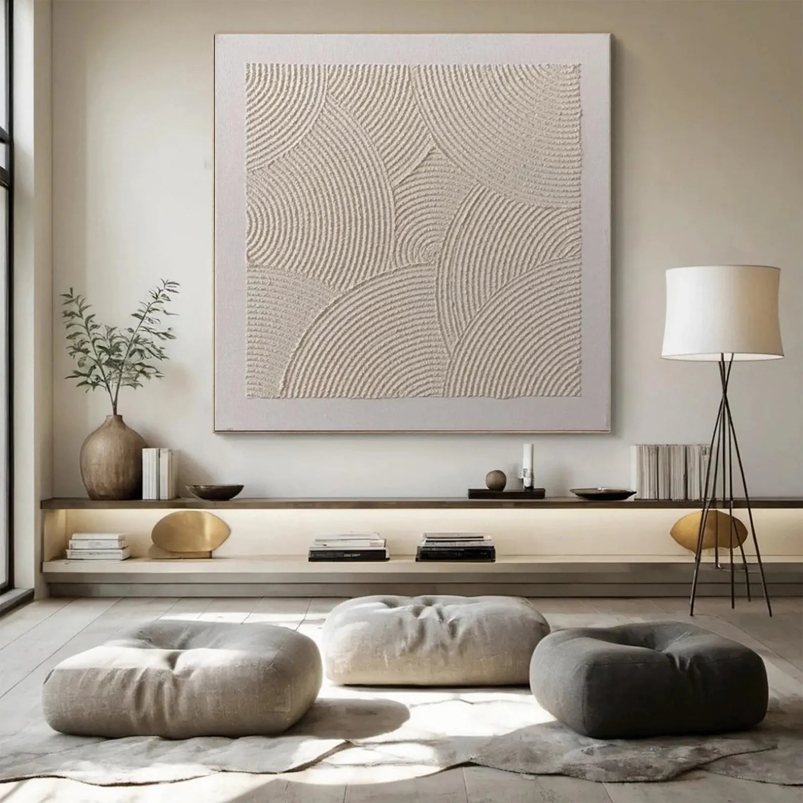 Textured Circular Elegance | Beige Swirl