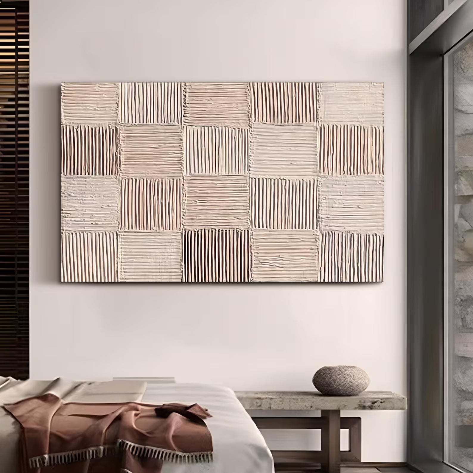 Textured Grid Serenity | Soft Neutrals